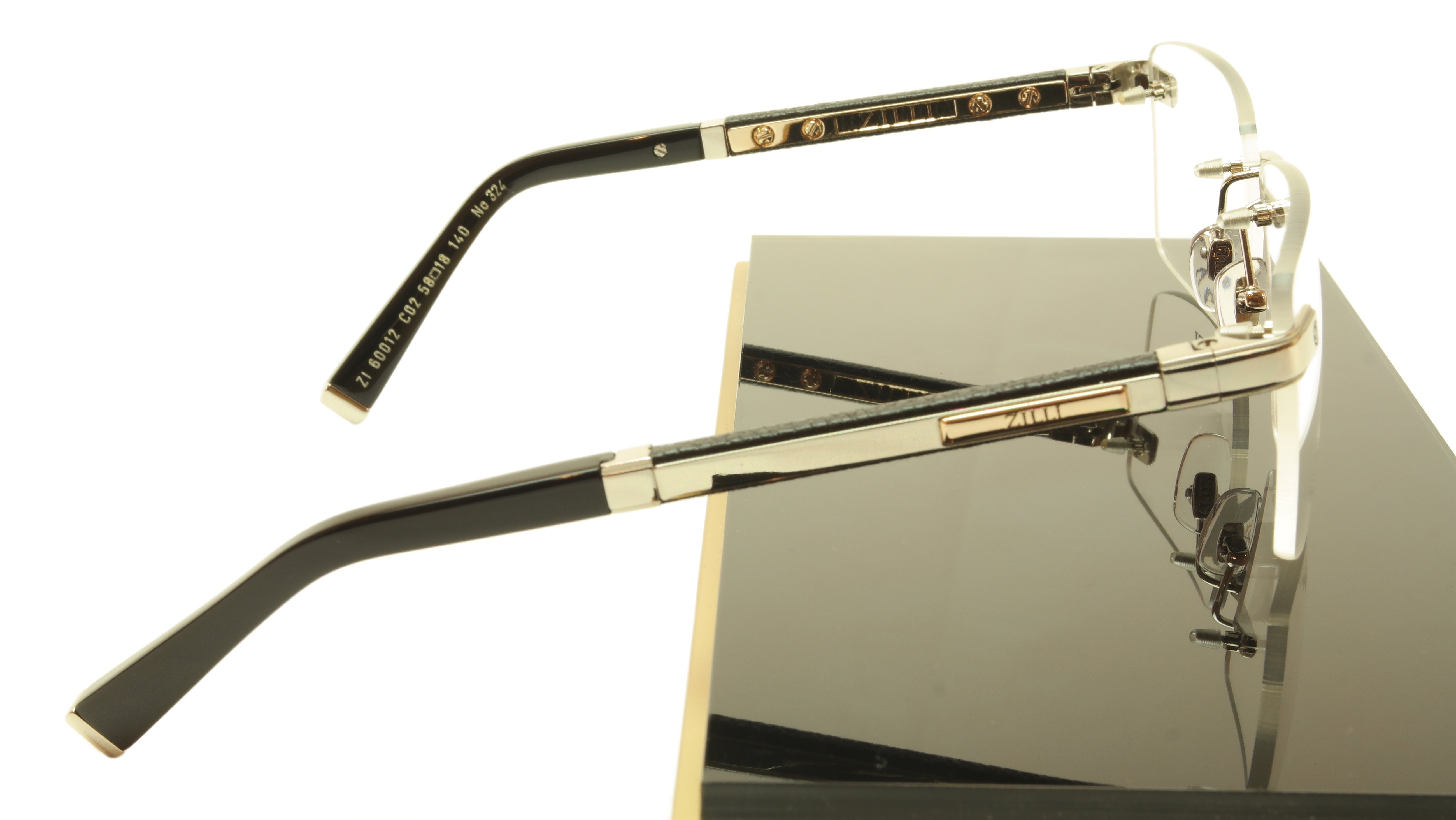 ZILLI Handmade Acetate & Leather Eyeglasses Frame with Titanium Details - France Crafted ZI 60012 C02 | Luxury Reading Glasses for Office & Formal Occasions