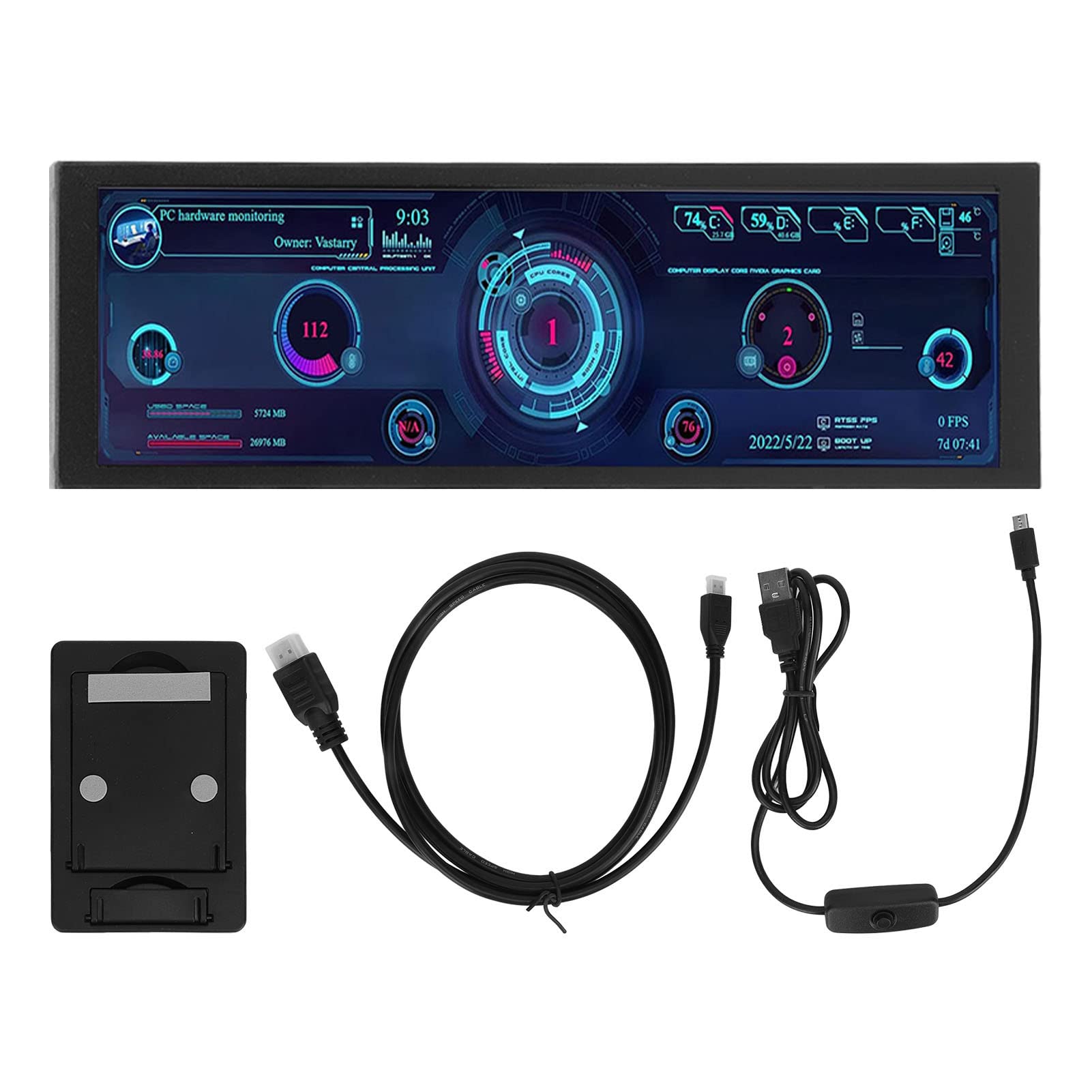 7.9 Inch IPS PC CPU Data Monitor with Auto Shutoff, USB Powered, Customizable Theme Editor - Ideal for GPU Monitoring, Gaming Rigs & PC Builds - Perfect for Home Office, Gaming Setup & DIY PC Enthusiasts