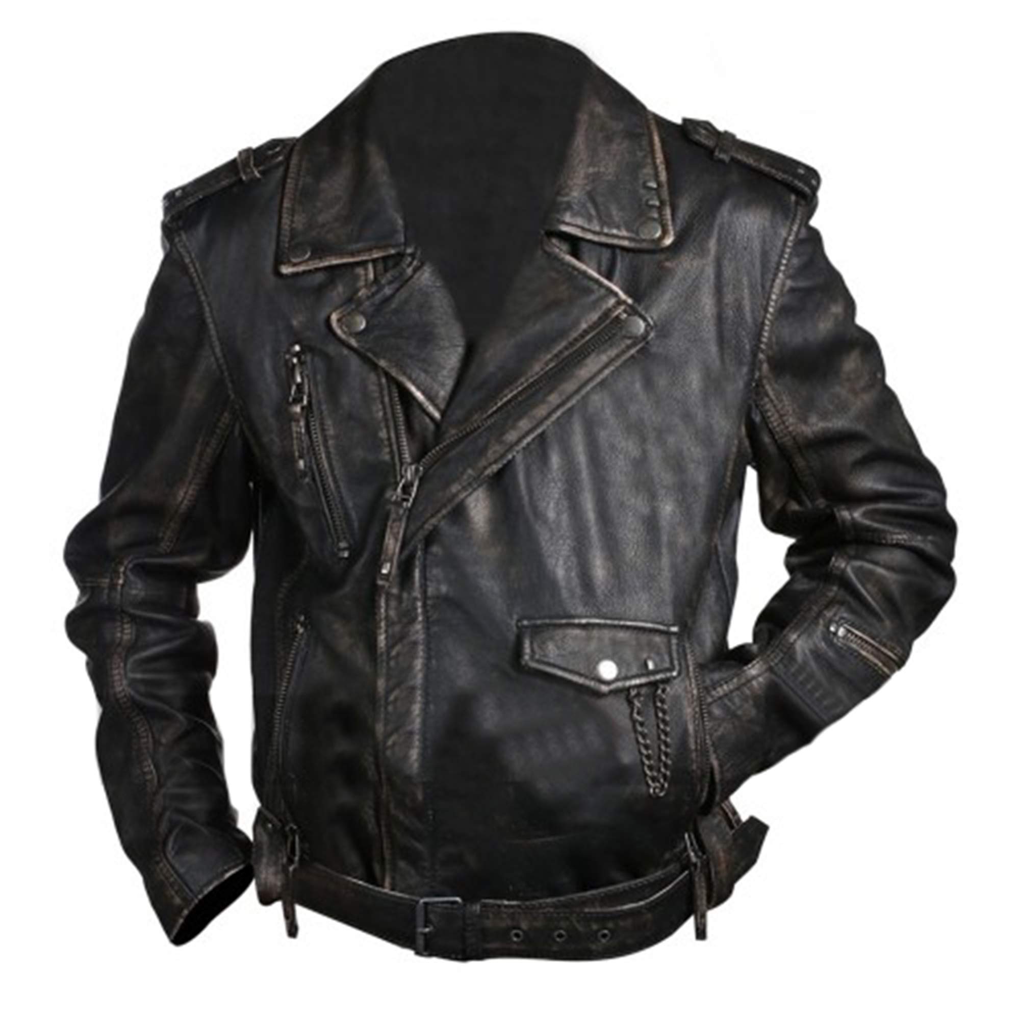 Vintage Men's Brando Biker Cafe Racer Motorcycle Jacket - Distressed Black Genuine Leather Jacket for Riding & Casual Wear | Perfect for Motorcycle Enthusiasts & Fashion Lovers