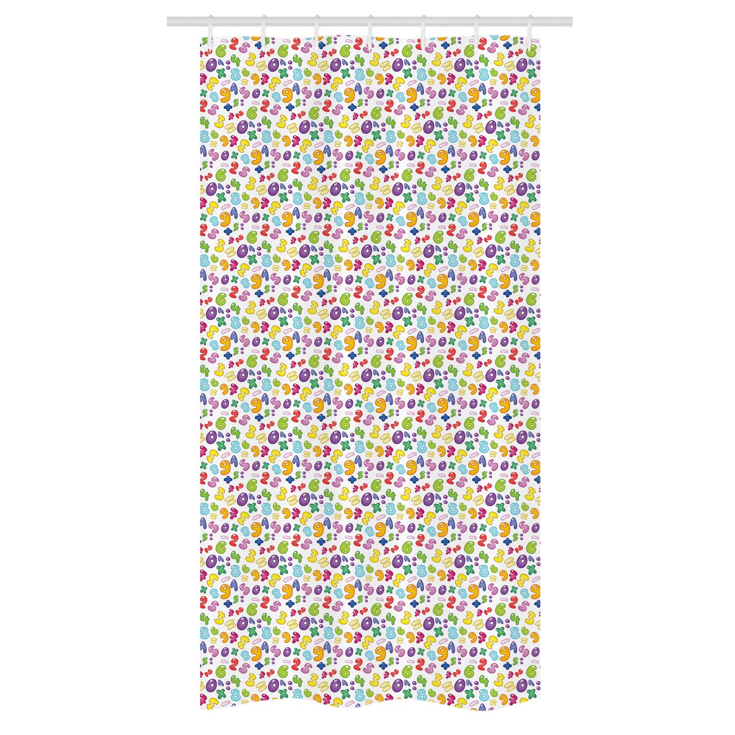 Ambesonne Numbers Pattern Shower Curtain - Colorful Cartoon Math Artwork Bathroom Decor with Hooks, 36x72 Inches, Multicolor White - Perfect for Kids' Bathrooms, Playrooms & Educational Spaces