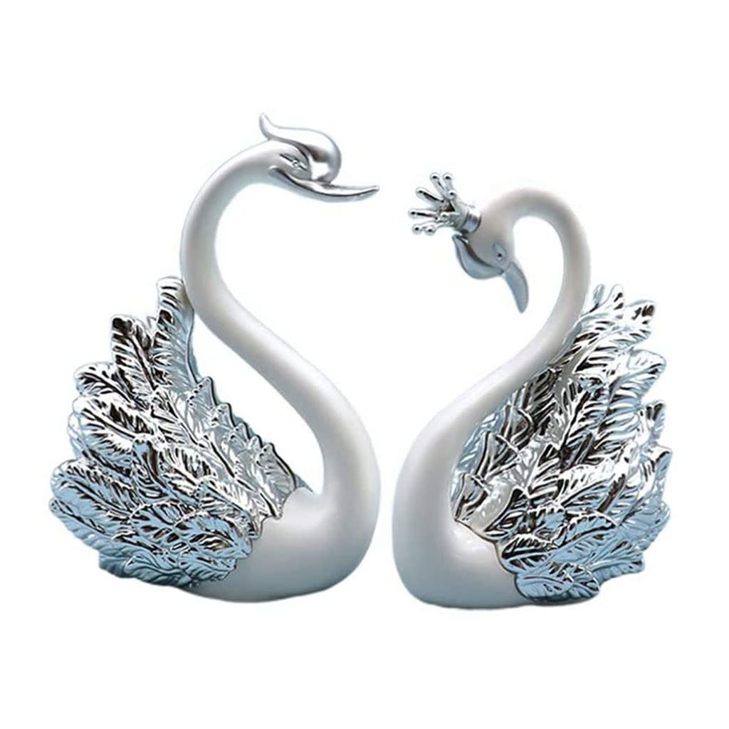 2 Elegant Swan Figurines - Wedding Cake Toppers, Car Dashboard Decor, Home & Christmas Ornaments - Perfect for Wedding Centerpieces, Holiday Decor, and Gift Giving (Color: B, Size: One Size)