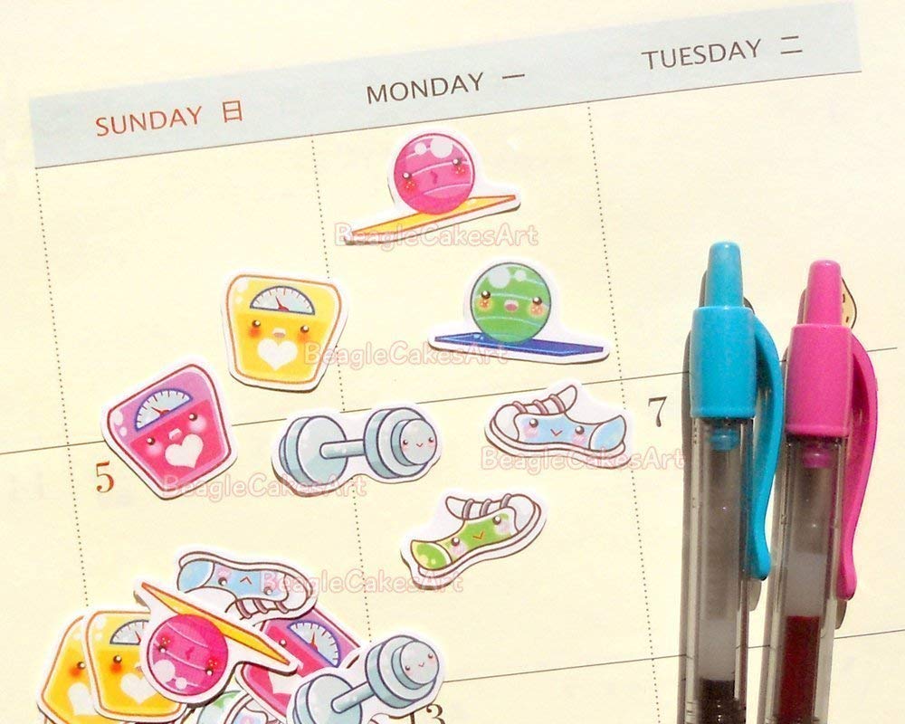 Fitness Planner Stickers for Daily Workout Tracking - Motivational Exercise Stickers for Gym & Home Workouts - Scrapbook & Happy Planner Decorative Stickers - Perfect for Fitness Journals, Bullet Journals & Schedule Organization