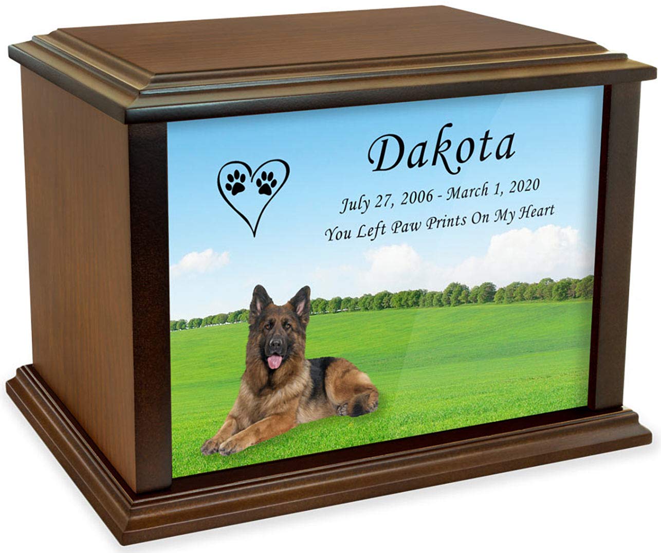 Personalized Long Haired German Shepherd Dog Cremation Urn for Ashes - Custom Pet Memorial Urn for Medium Dogs up to 100lbs - Handcrafted Wooden Keepsake for Beloved Pets - Perfect for Home Memorials or Pet Gravesites