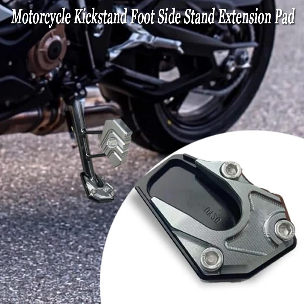 Motorcycle Kickstand Pad - Aluminum Alloy Support Plate (Gray) for Stable Parking