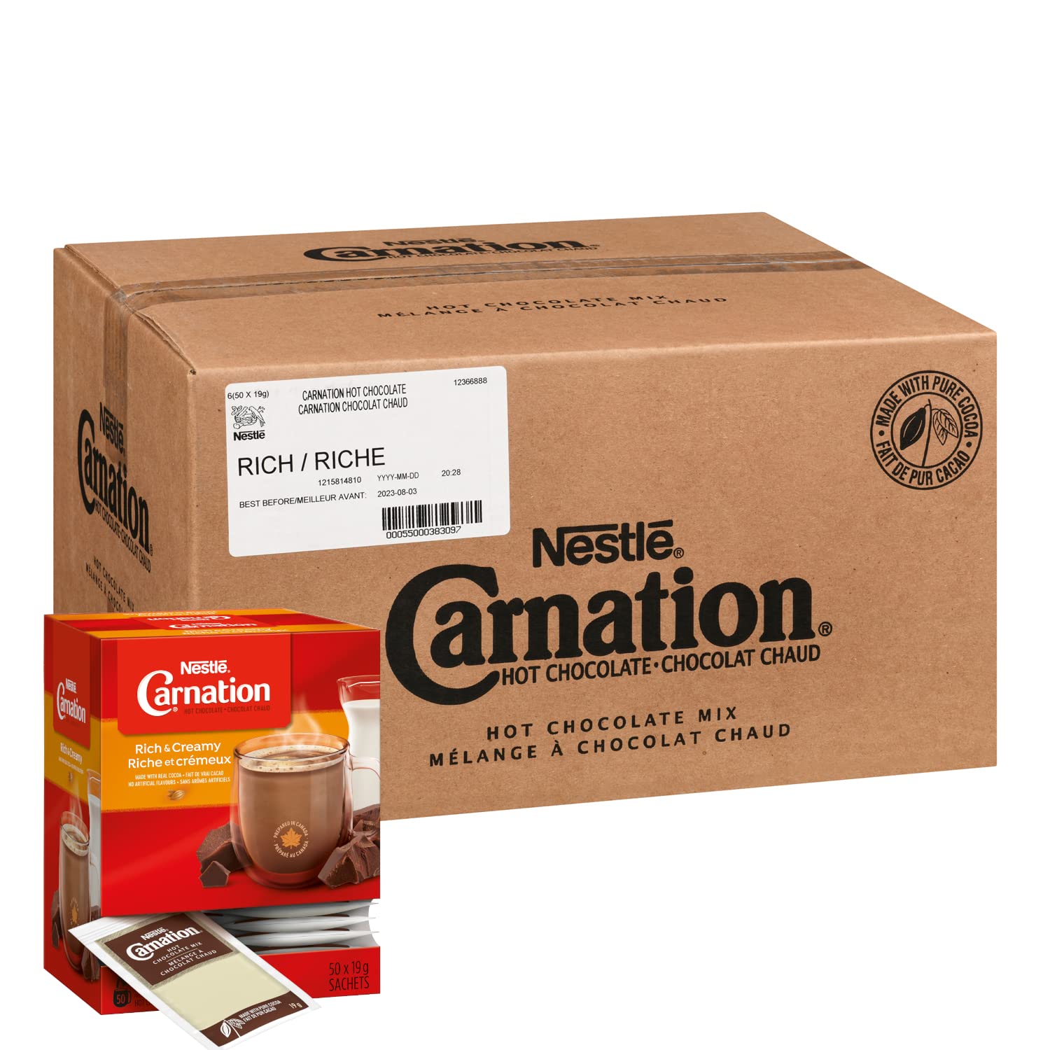 **Carnation Hot Chocolate Mix - Rich & Creamy Cocoa Powder Sachets, 6 Boxes (300 Count, 50x19g) - Perfect for Winter Warmth, Holiday Gifts & Cozy Family Moments**