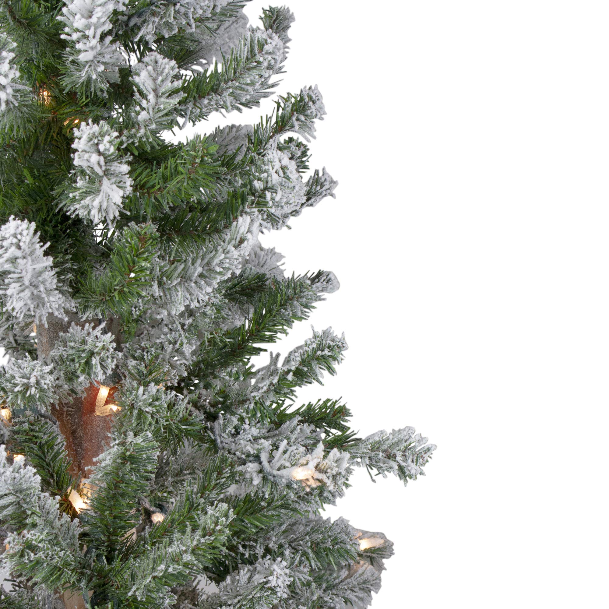 Northlight 4' Pre-Lit Flocked Alpine Artificial Christmas Tree with Clear Lights - Perfect for Small Spaces, Apartments & Holiday Decor