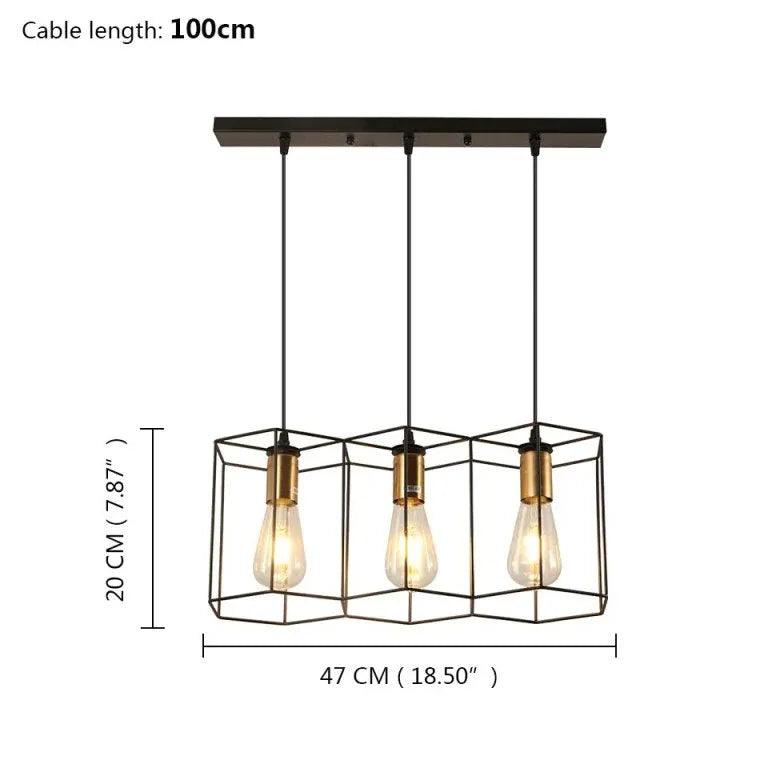 Hexagonal Black Industrial Pendant Light with 3 Lights - Modern Farmhouse Ceiling Fixture for Kitchen, Dining Room, or Living Room