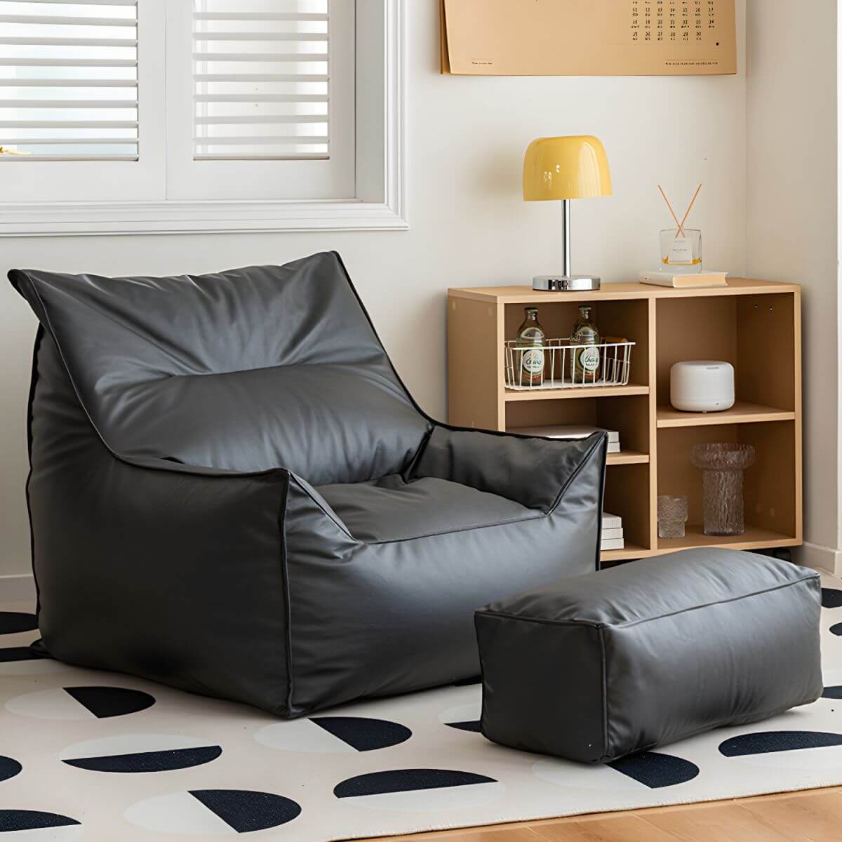 Premium Oversized Faux Leather Bean Bag Chair with Polypropylene Fill - Perfect for Living Room, Bedroom, Game Room & Dorm Relaxation