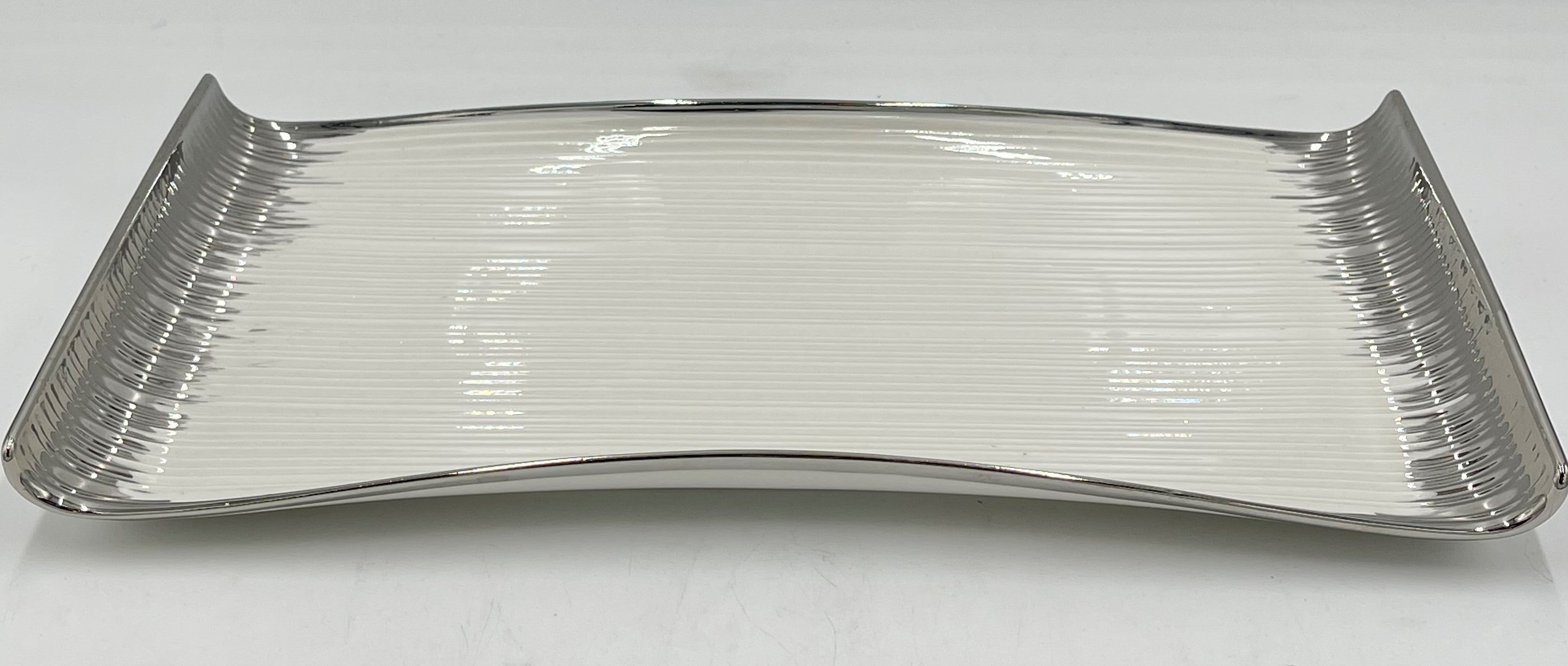 14.5x7.5 Inch Silver Design Rectangular Plate - Set of 24 - Perfect for Catering, Restaurants, and Elegant Dinner Parties