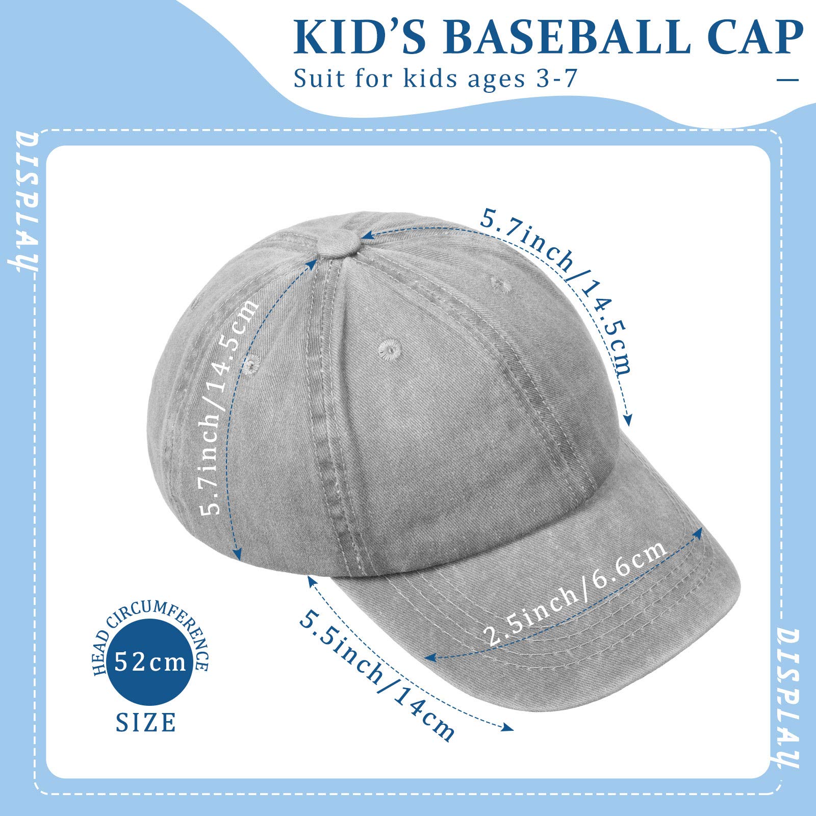 4-Pack Distressed Wash Kids Baseball Hats - Adjustable Toddler Trucker Caps for Boys & Girls - Perfect for Summer Outdoor Play, Sports & Casual Wear