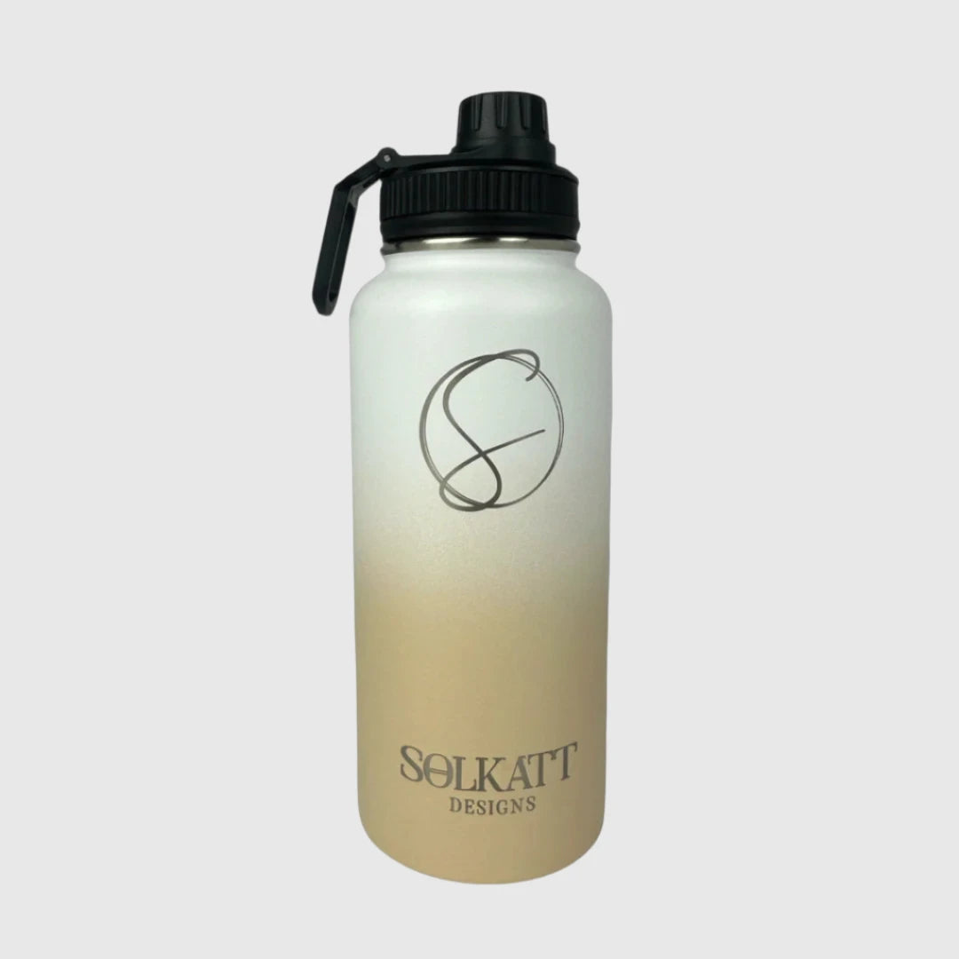 Pastel Beige Insulated Stainless Steel Water Bottle 32oz (950ml) - Keep Drinks Hot/Cold for Hours, Perfect for Hiking, Gym & Office Use