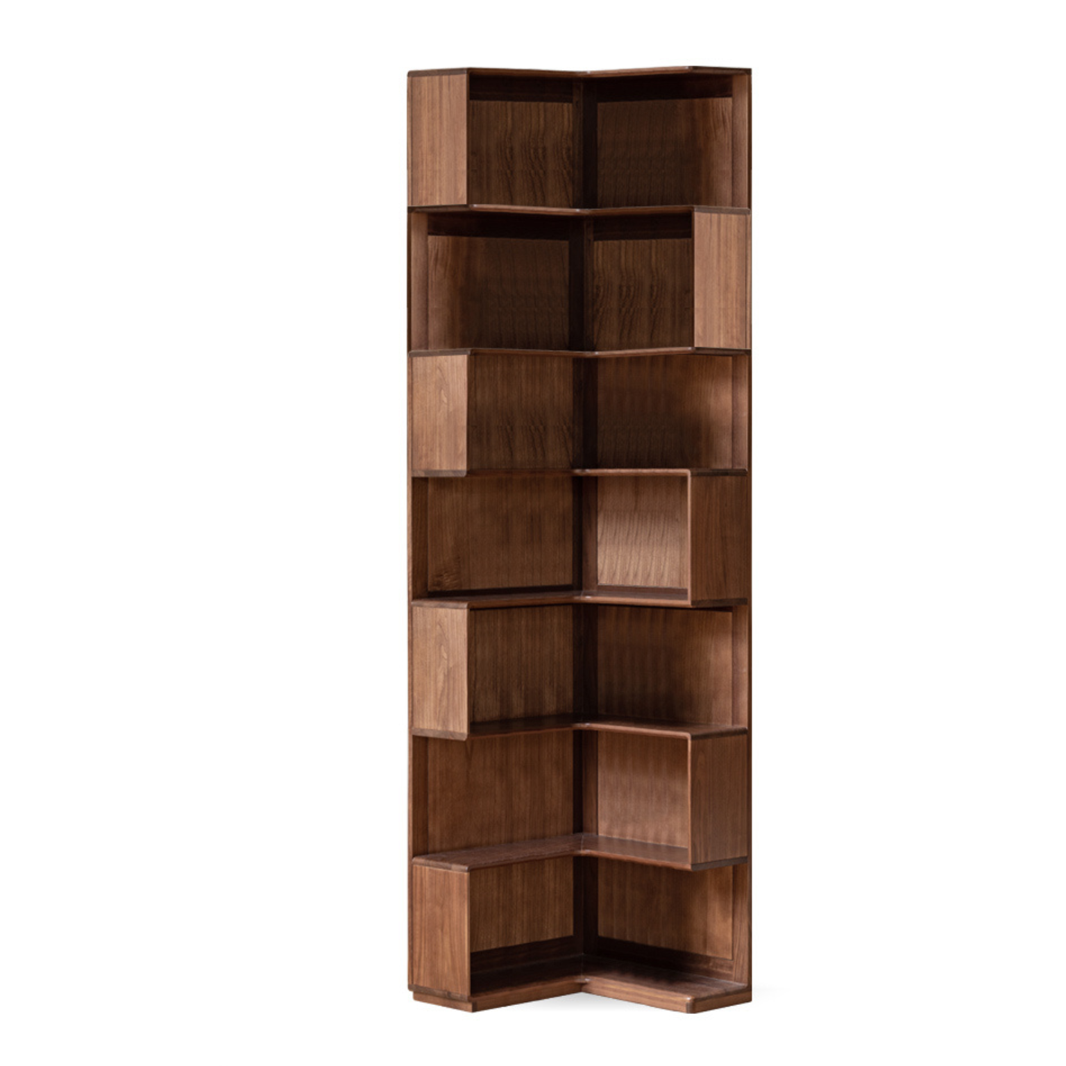 24.8x24.8x92.5 inch / 63x63x235 cm / Rich dark walnut color / Corner cabinet + Corner top cabinet