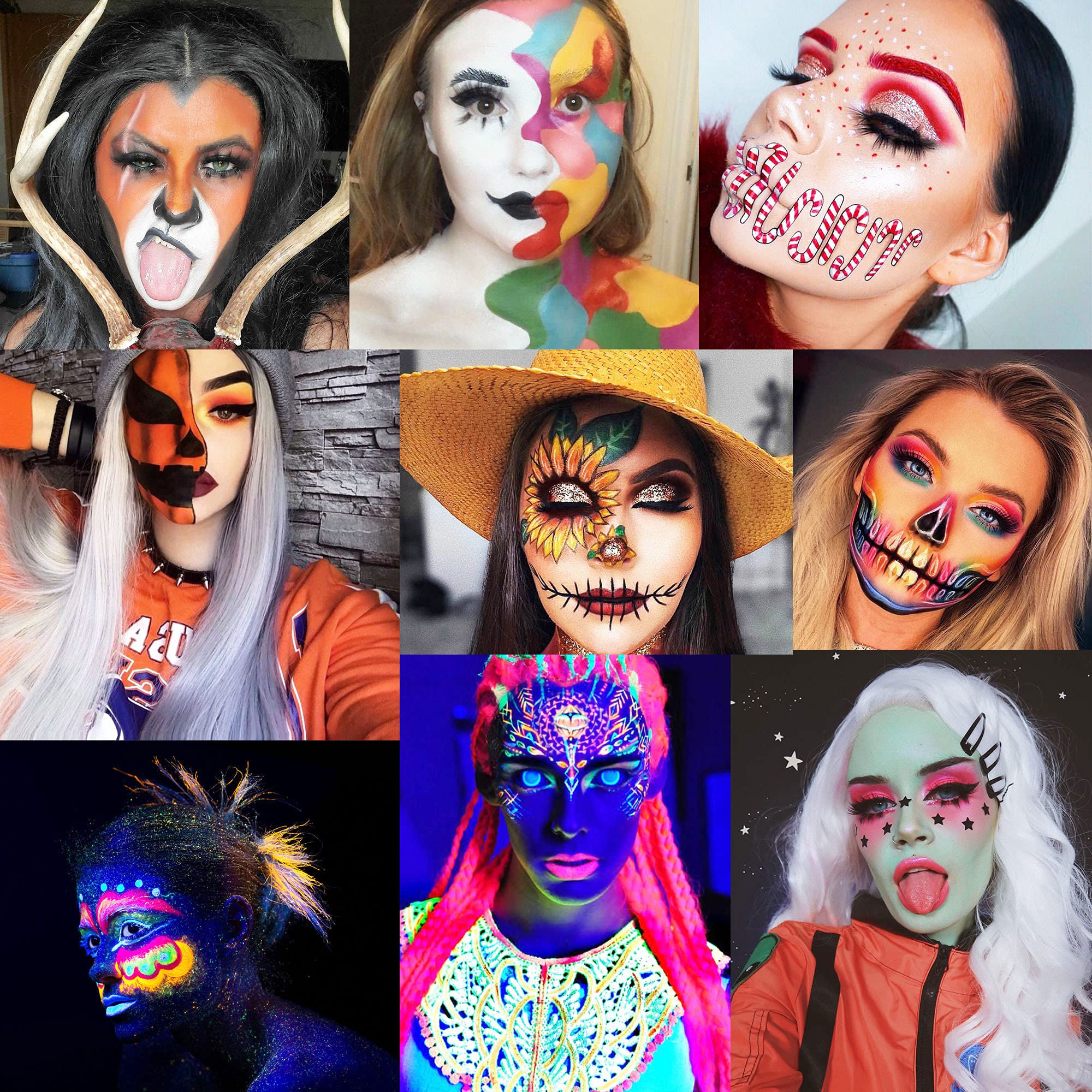 CCbeauty Professional 36 Color Face & Body Paint Kit - Halloween, Cosplay, SFX Makeup Palette with Neon Colors & 10 Pink Brushes | Perfect for Costume Parties, Theater Performances, and Creative Body Art