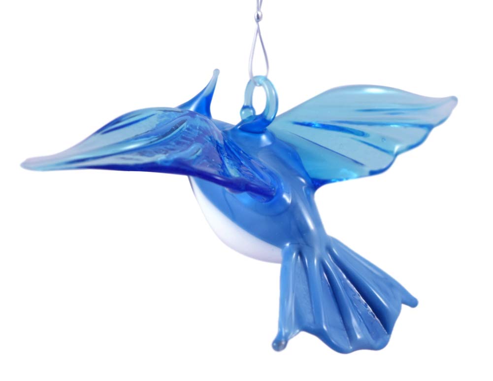 Handcrafted American Blue Jay Glass Ornament - Elegant Hanging Bird Figurine for Christmas Tree, Home Decor, and Gift Giving