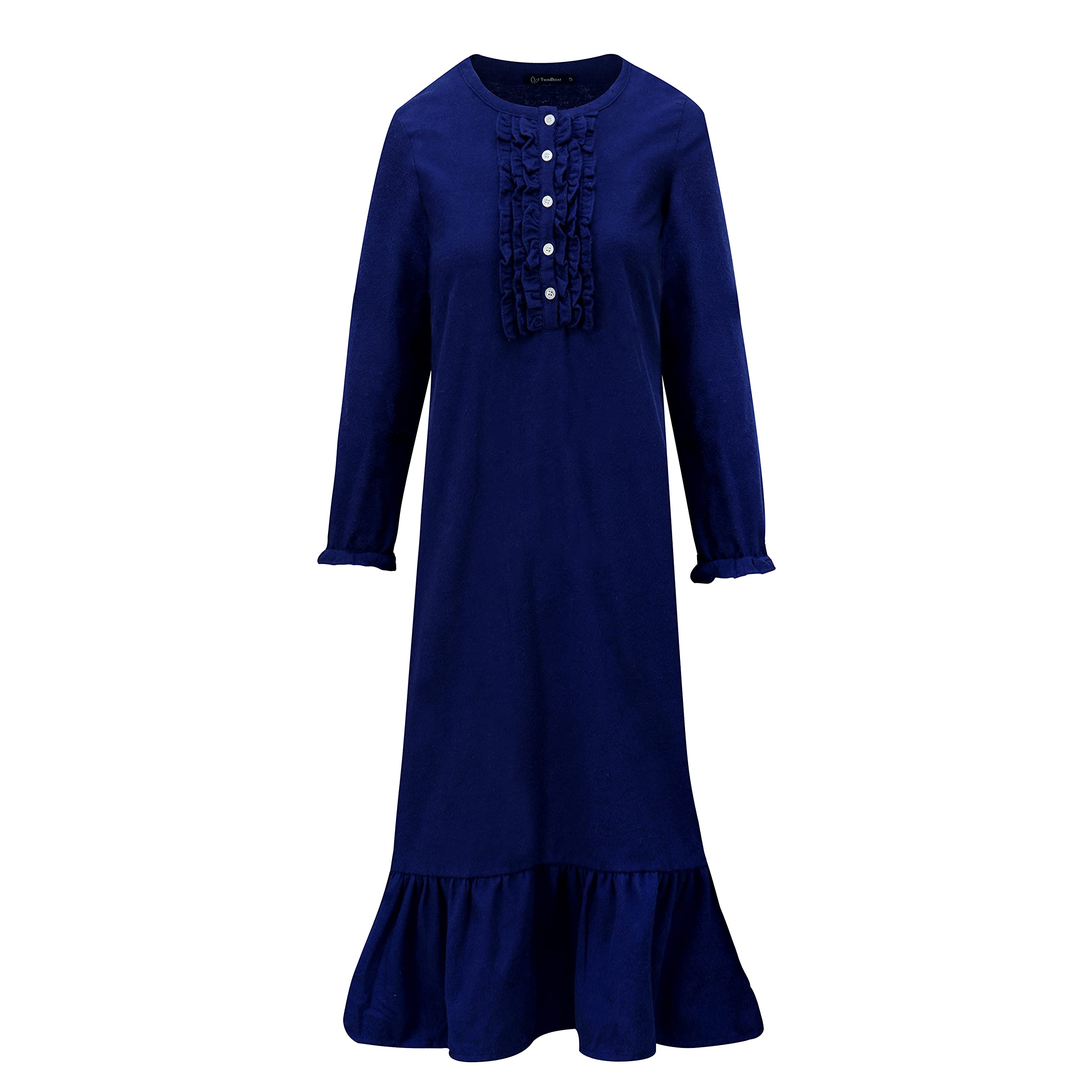 Premium Women's Flannel Nightgown - Soft Twin Boat Neck Long Sleeve Sleepwear for Winter & Cozy Evenings at Home