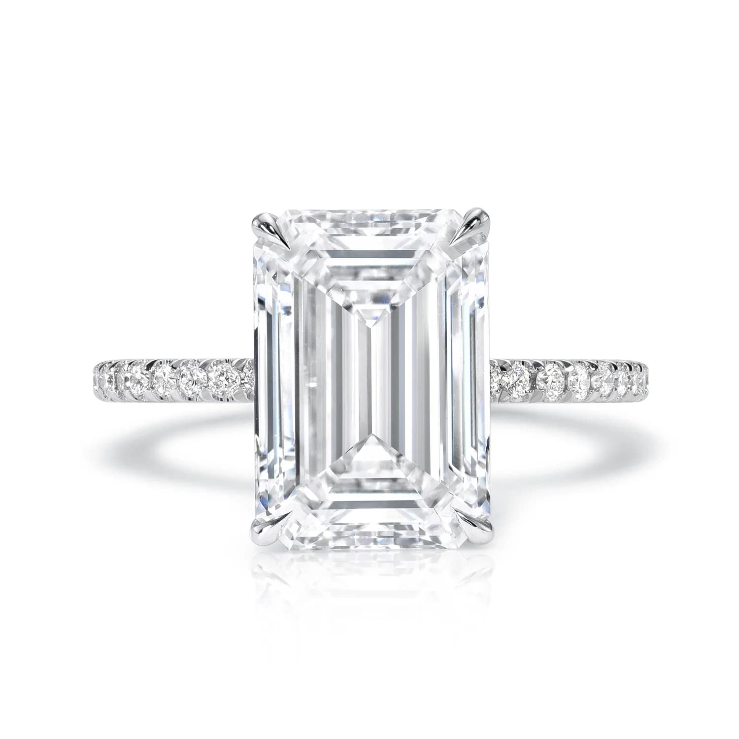 5 CT Emerald Moissanite Engagement Ring for Women - Handmade Wedding Bridal Ring Set with Solitaire Pave & Hidden Halo - Sterling Silver, 10k/14k/18k Solid Gold - Anniversary Promise Gift for Her - Perfect for Proposals, Weddings & Special Occasions
