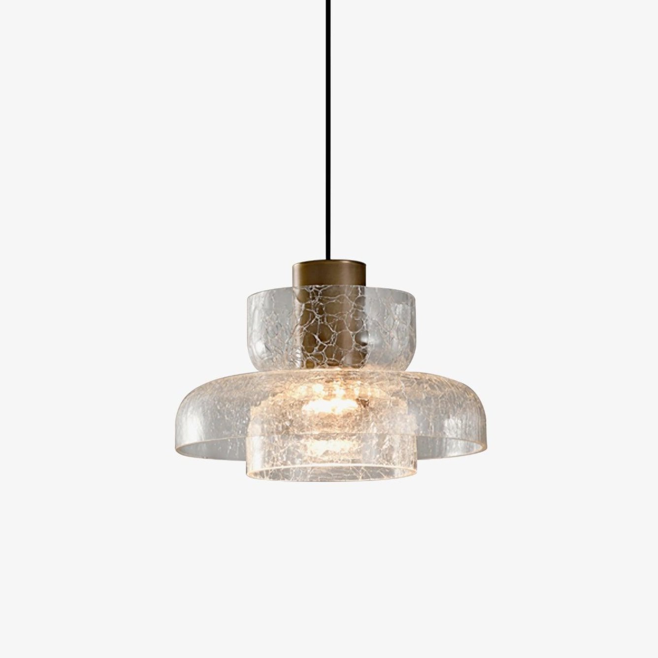 Modern Glacier Crackle Glass Pendant Light - Handcrafted Vintage Style Ceiling Lamp for Dining Room, Kitchen Island & Bedroom Lighting