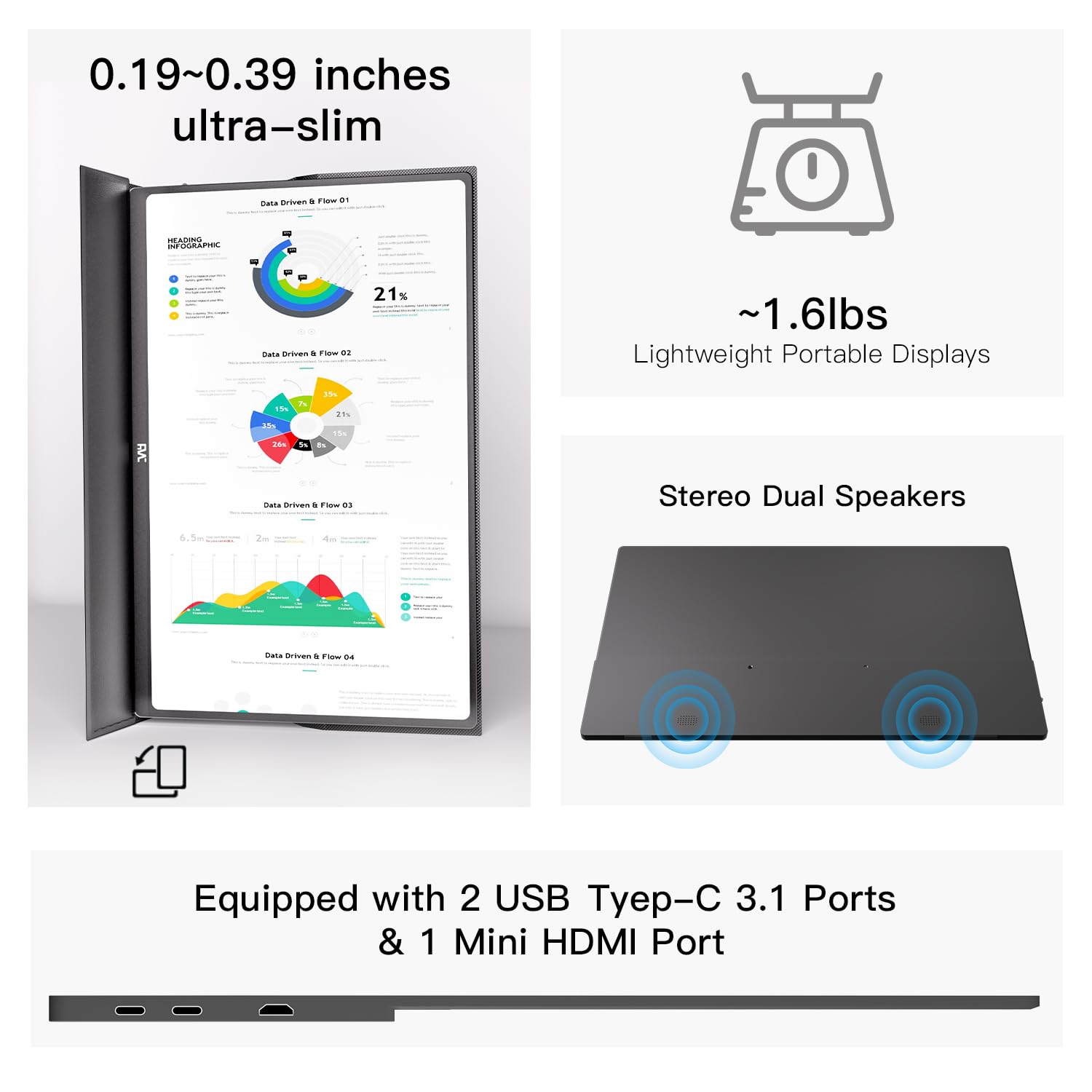 2.5K 144Hz Portable Gaming Monitor - 16 Inch QHD USB-C HDMI Flicker-Free Screen for Laptop, MacBook, Phone, Switch, Xbox & PS4/5 | Perfect for Travel, Work & Gaming