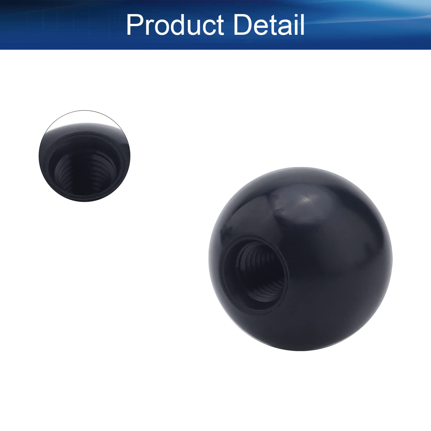 5Pcs Black Thermoset Ball Knob - M10 Female Thread Bakelite Handle (32mm Diameter) - No Twist Design with Smooth Rim - Perfect for Lawn Mowers & Exercise Equipment - Durable Replacement Part for Machinery and DIY Projects