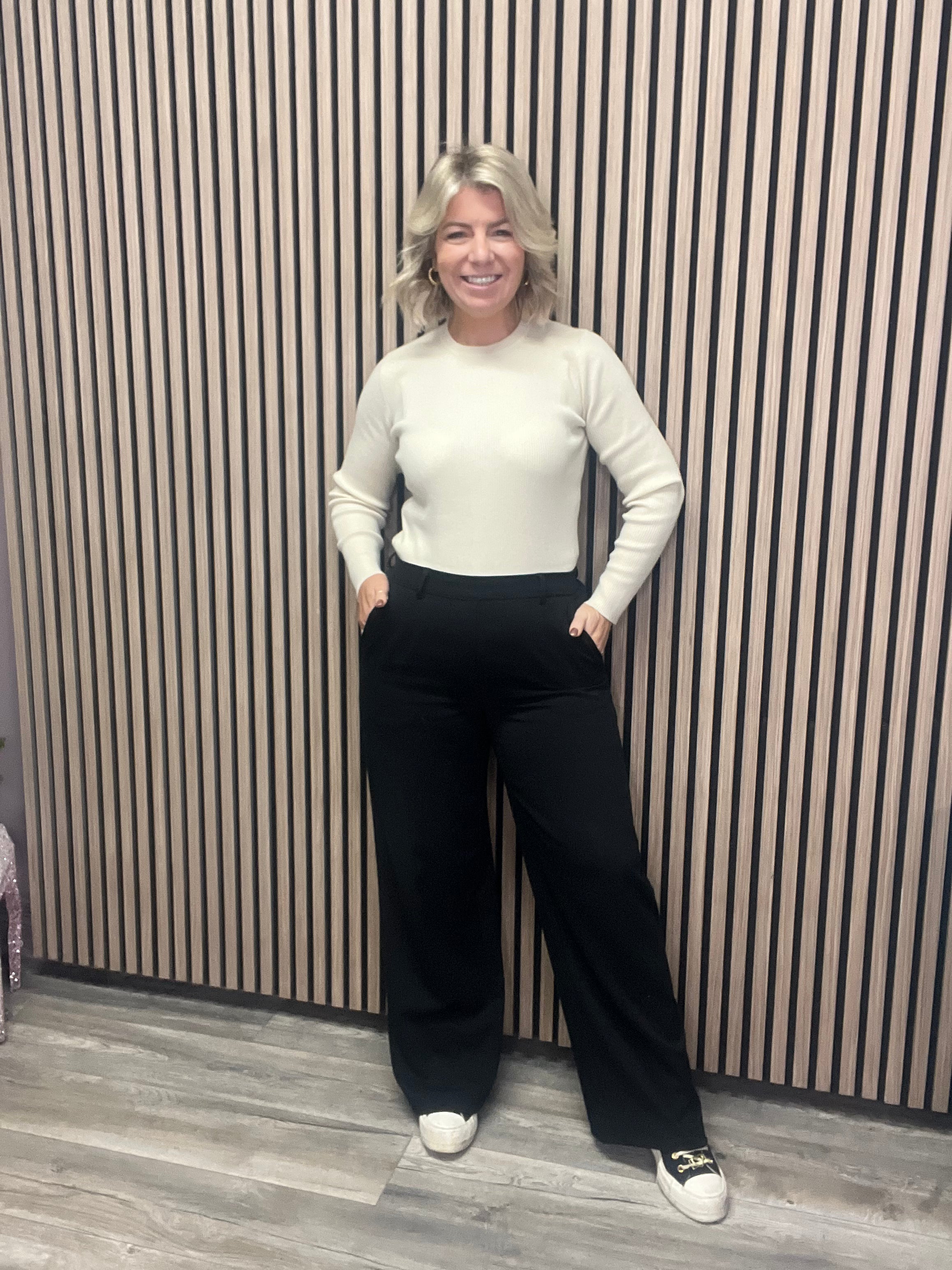 Lissey Women's High Waist Wide Leg Pants - Flowy Lounge & Office Trousers for Comfort (Black) | Perfect for Work, Travel & Casual Outfits