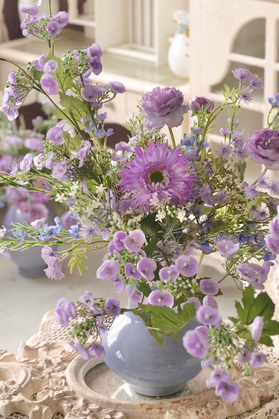 Real Touch Artificial Purple Flowers - Large Romantic Floral Arrangement for Home Decor, Spring Table Centerpiece | Perfect for Living Room, Wedding, Party & Office Decoration