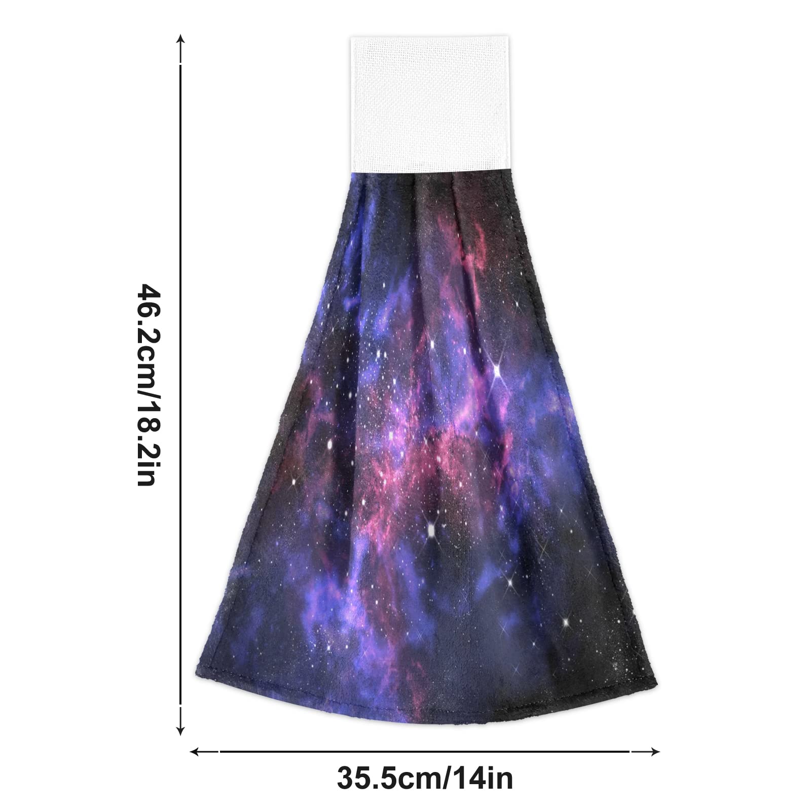 AUUXVA 2 Pack Galaxy Star Space Kitchen Hand Towels - Quick Dry, Absorbent, with Hanging Loop for Kitchen, Bathroom, Laundry - Farmhouse Decor & Housewarming Gift