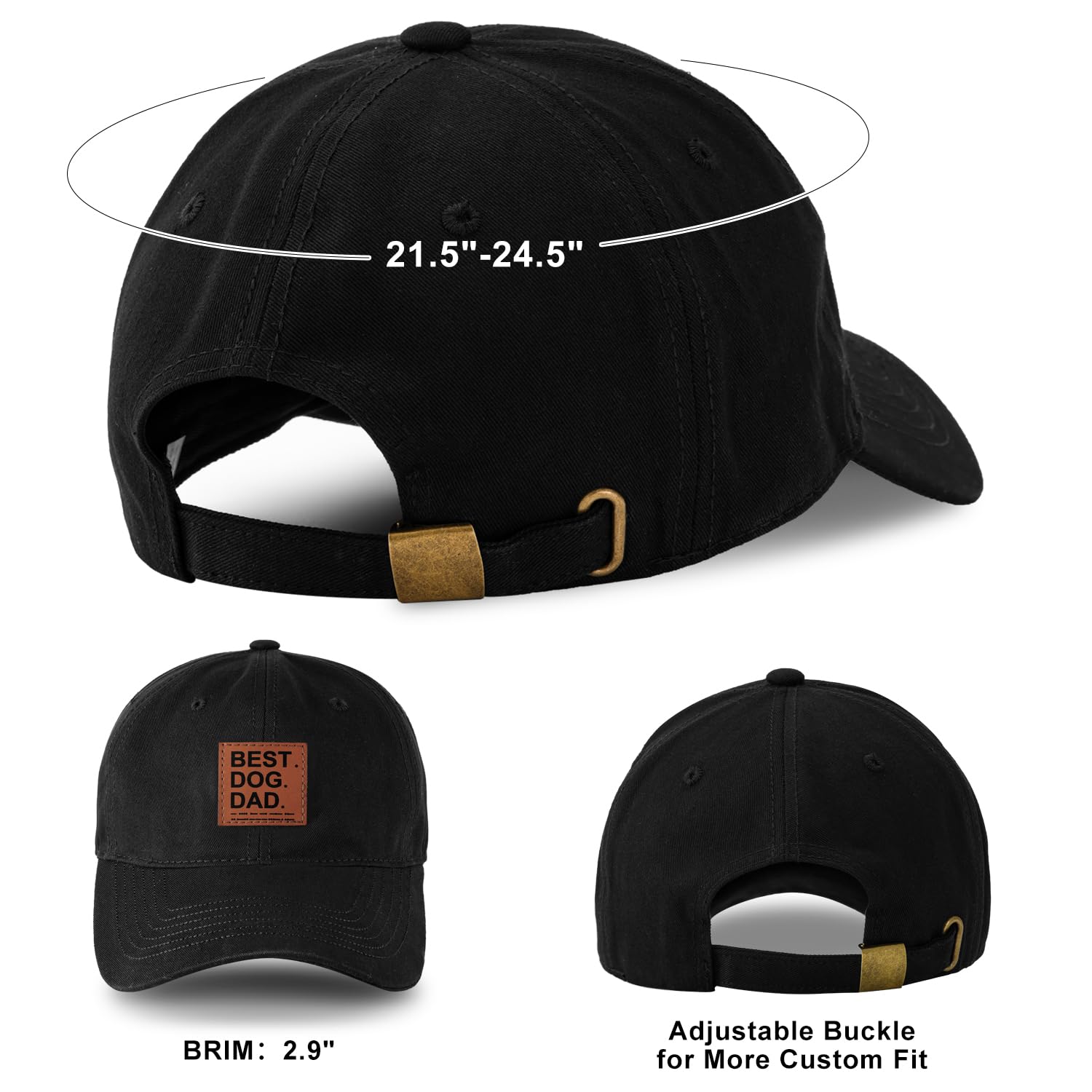 Dog Lovers Baseball Cap - Adjustable Cotton Hat for Women, Perfect Mother's Day & Birthday Gift for Dog Moms - Black - Great for Walks, Dog Parks & Outdoor Adventures