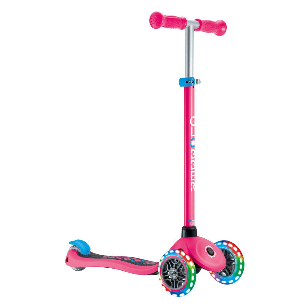 Globber Primo Lights V2 3-Wheel LED Kids Scooter - Light Up Wheels for Night Riding, Adjustable Handlebar for Ages 2-5 - Perfect for Outdoor Play, Commuting & Neighborhood Adventures