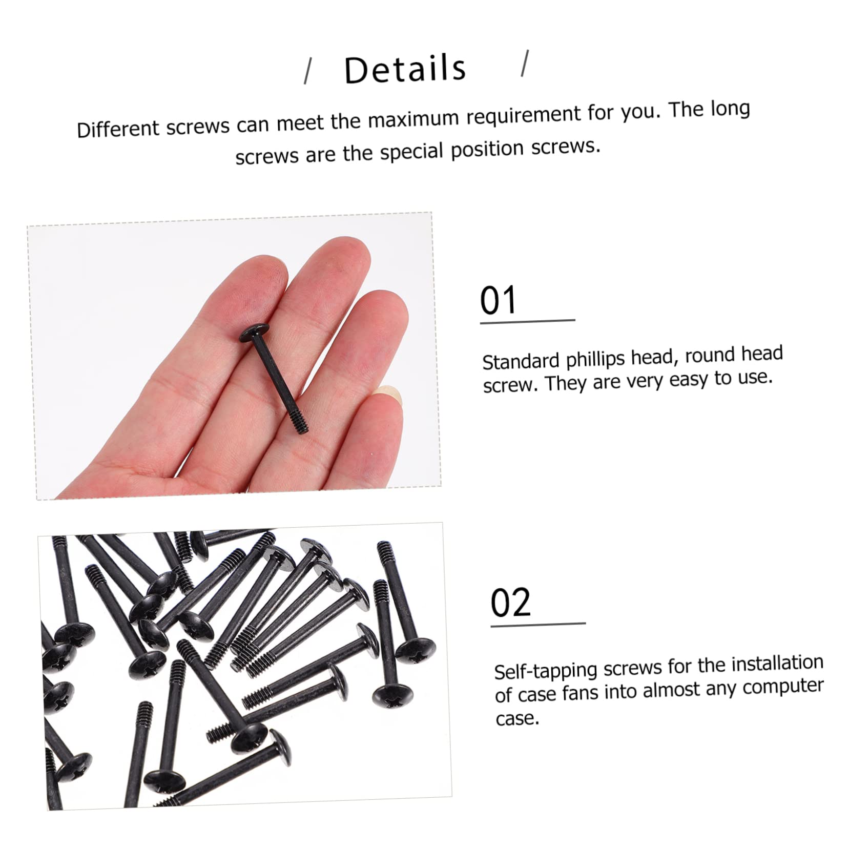 Jojofuny 100 Pcs Computer Case Cooling Fan Screws - 120mm RGB Metal Cooler Fan Accessories, Black Long Iron Screws for PC, Camera X7 & Ceiling Fans - Perfect for Gaming Rigs, Workstations & DIY PC Builds