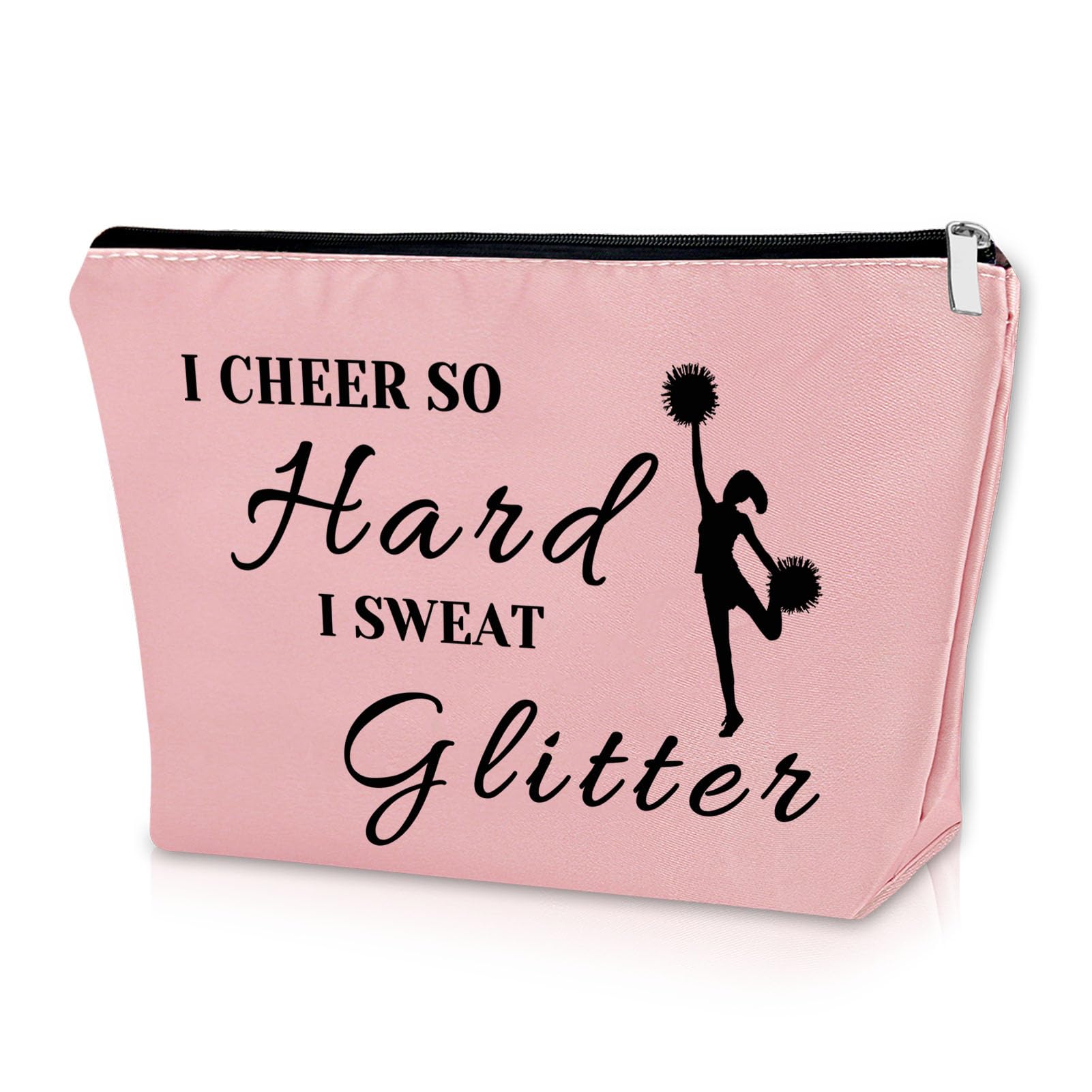 Cheerleader Makeup Bag - Pink Cosmetic Bag for Cheer Team, Coach & Squad | Inspirational Cheer Gifts for Birthday, Christmas, Graduation | Perfect for Gym, Competitions & Team Events