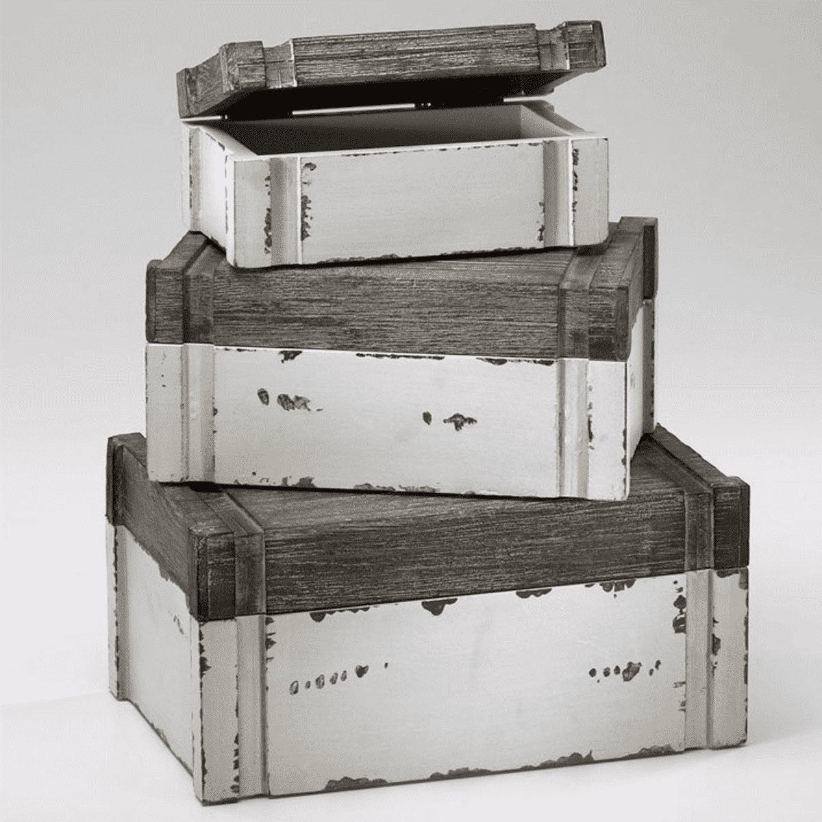 Vintage White & Gray Storage Box Set of 3 - Perfect for Home Organization, Office Supplies & Craft Room Decor