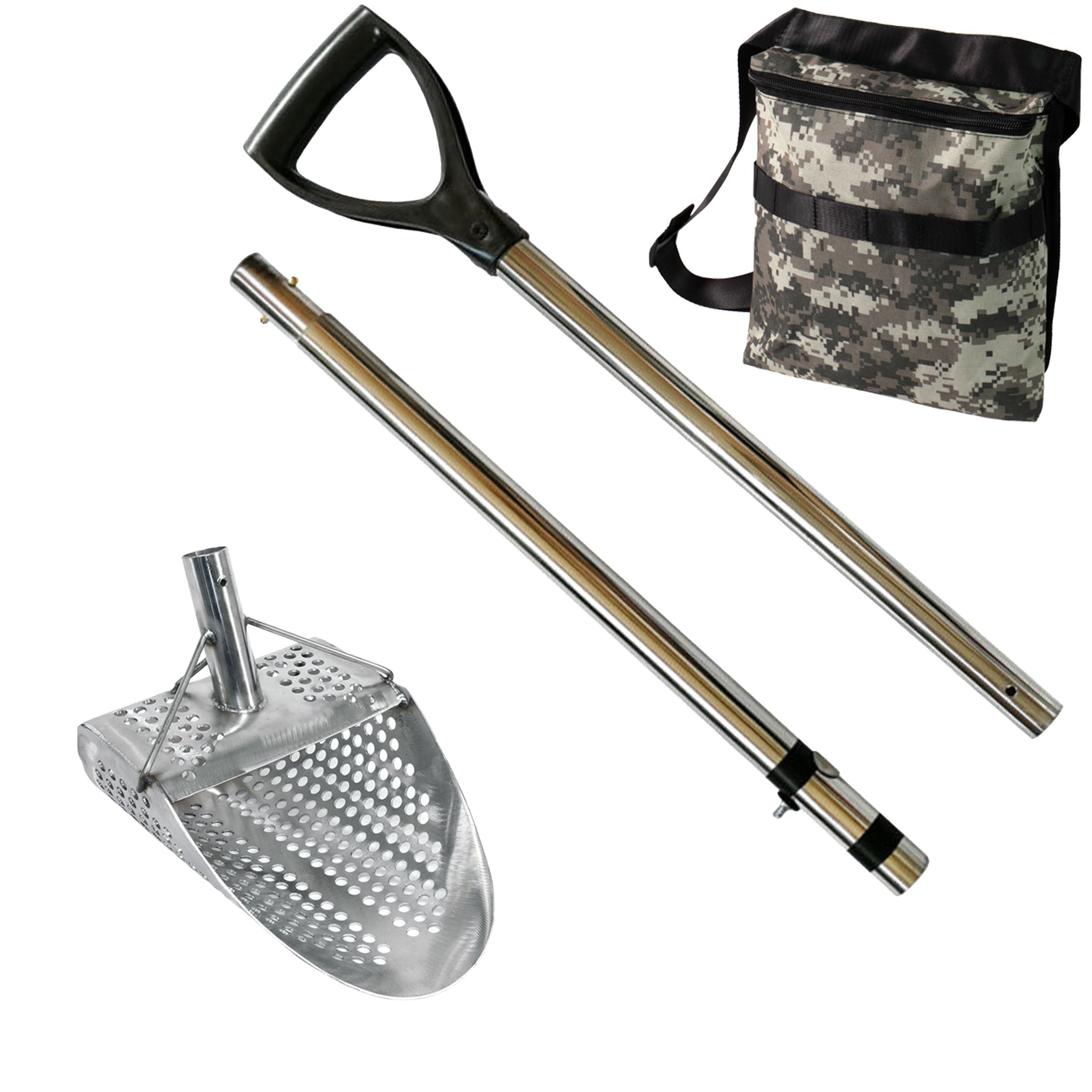 Dune Scoops Kraken 11 x 8 Inch Stainless Steel Metal Detector Sand Scoop with Large Round Holes - Perfect for Beach Treasure Hunting and Gold Prospecting