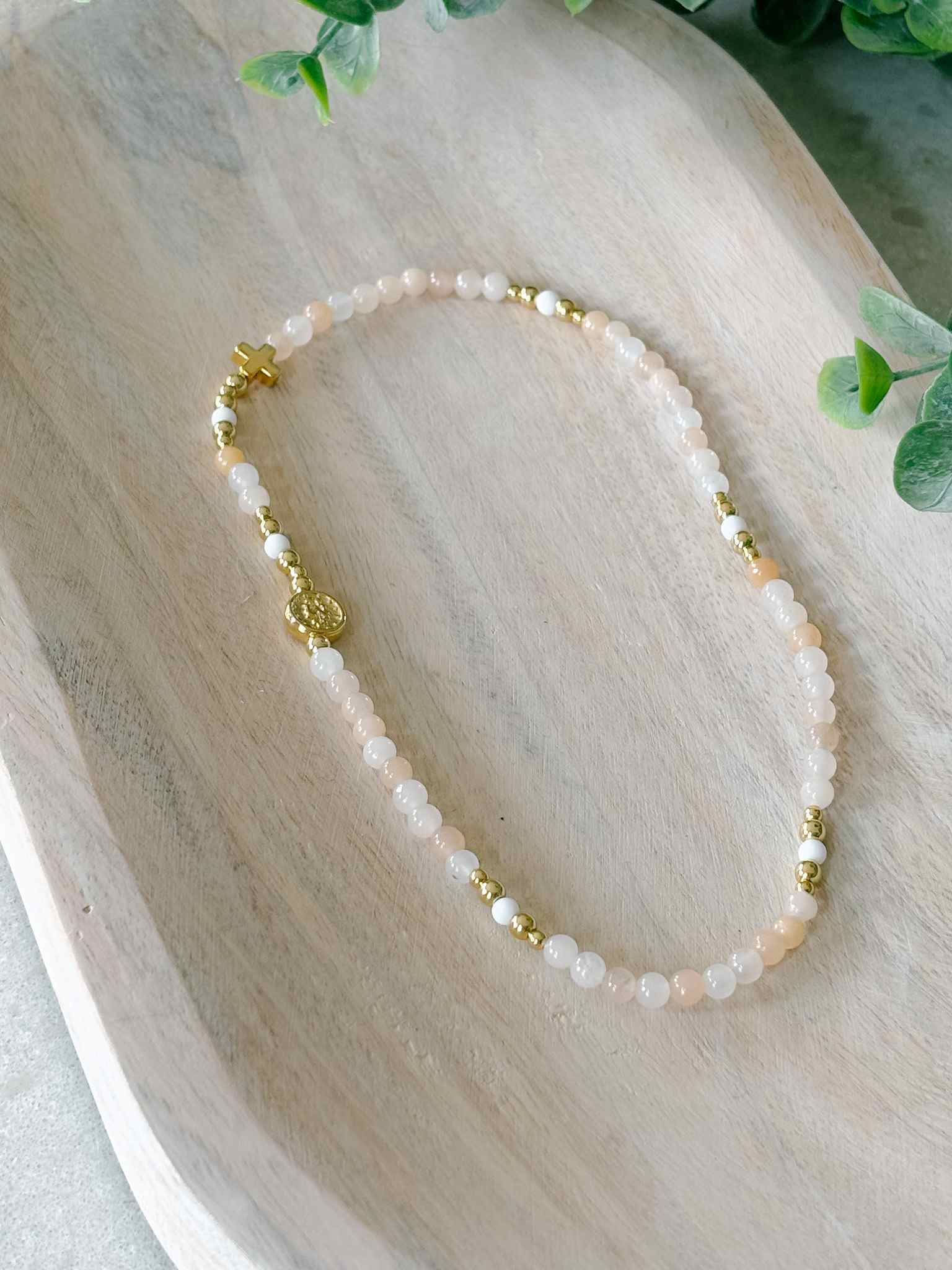Elegant Peach Wrap Rosary Bracelet for Women - Stylish Religious Jewelry for Prayer, Daily Wear & Gifting