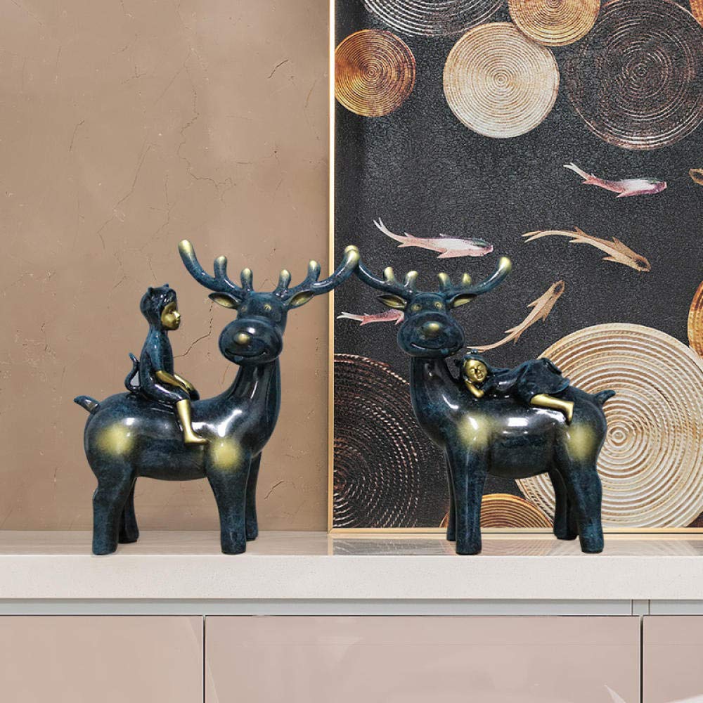 1 Pair Cute Sika Deer Resin Figurines - Fairy Garden Statues, Home Decor, Animal Crafts for Indoor/Outdoor Decoration - Perfect for Garden, Tabletop, and Shelf Display