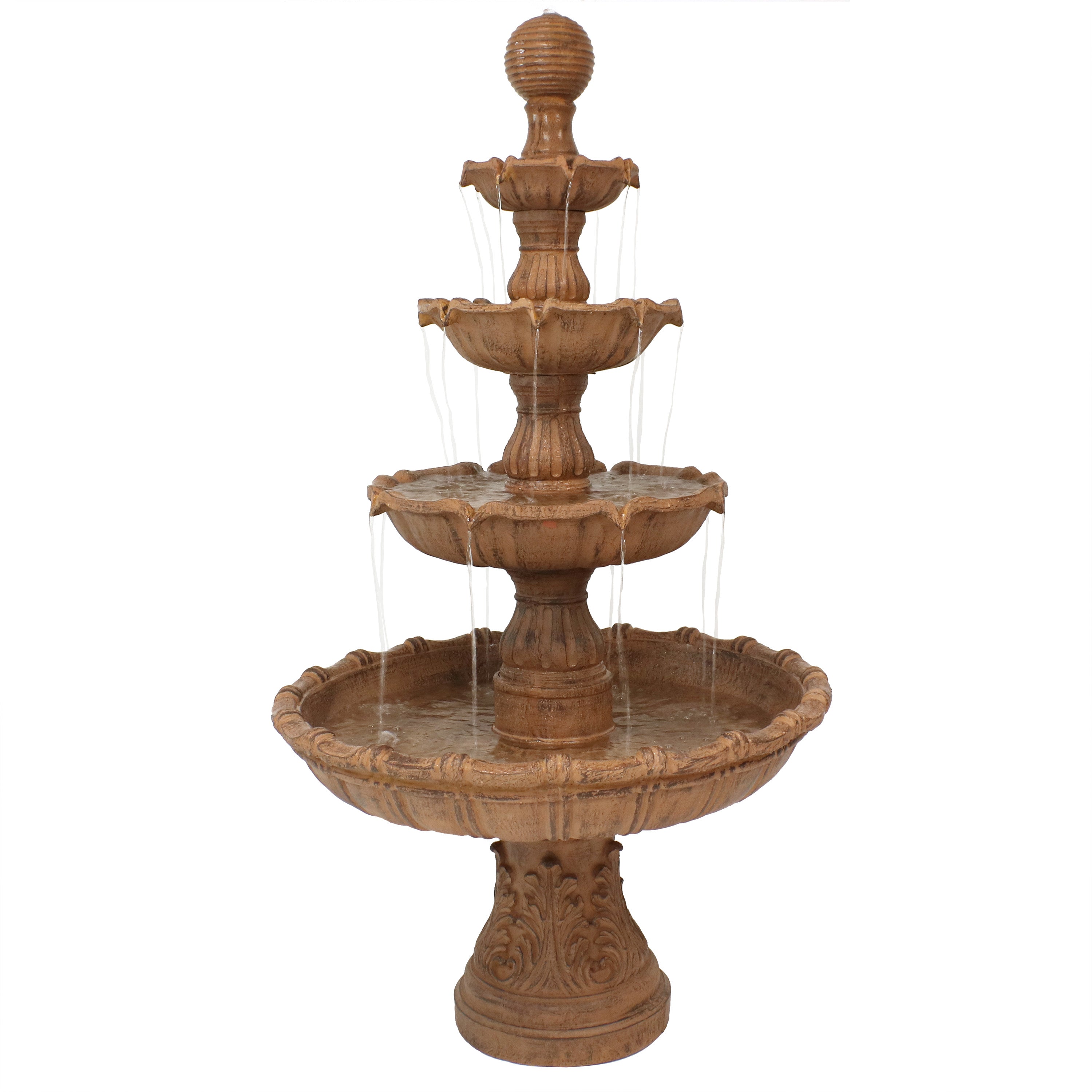 Large 3-Tier Ball Outdoor Water Fountain with LED Lights - 80