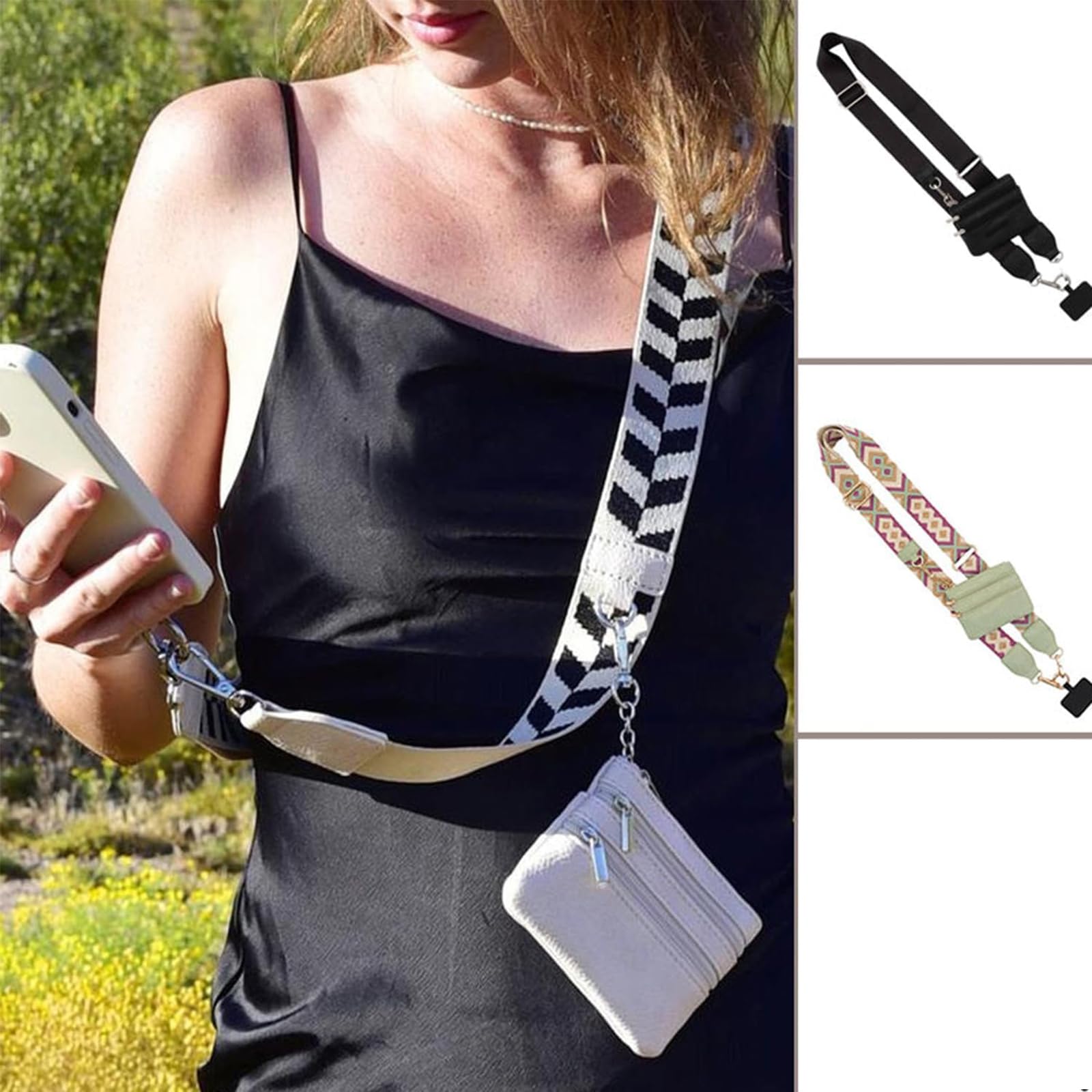 Phone Strap with Zippered Pouch - Hands-Free Crossbody Phone Lanyard with Wallet & Secure Clip for iPhone, Samsung, Android | Perfect for Travel, Shopping, Concerts & Outdoor Activities