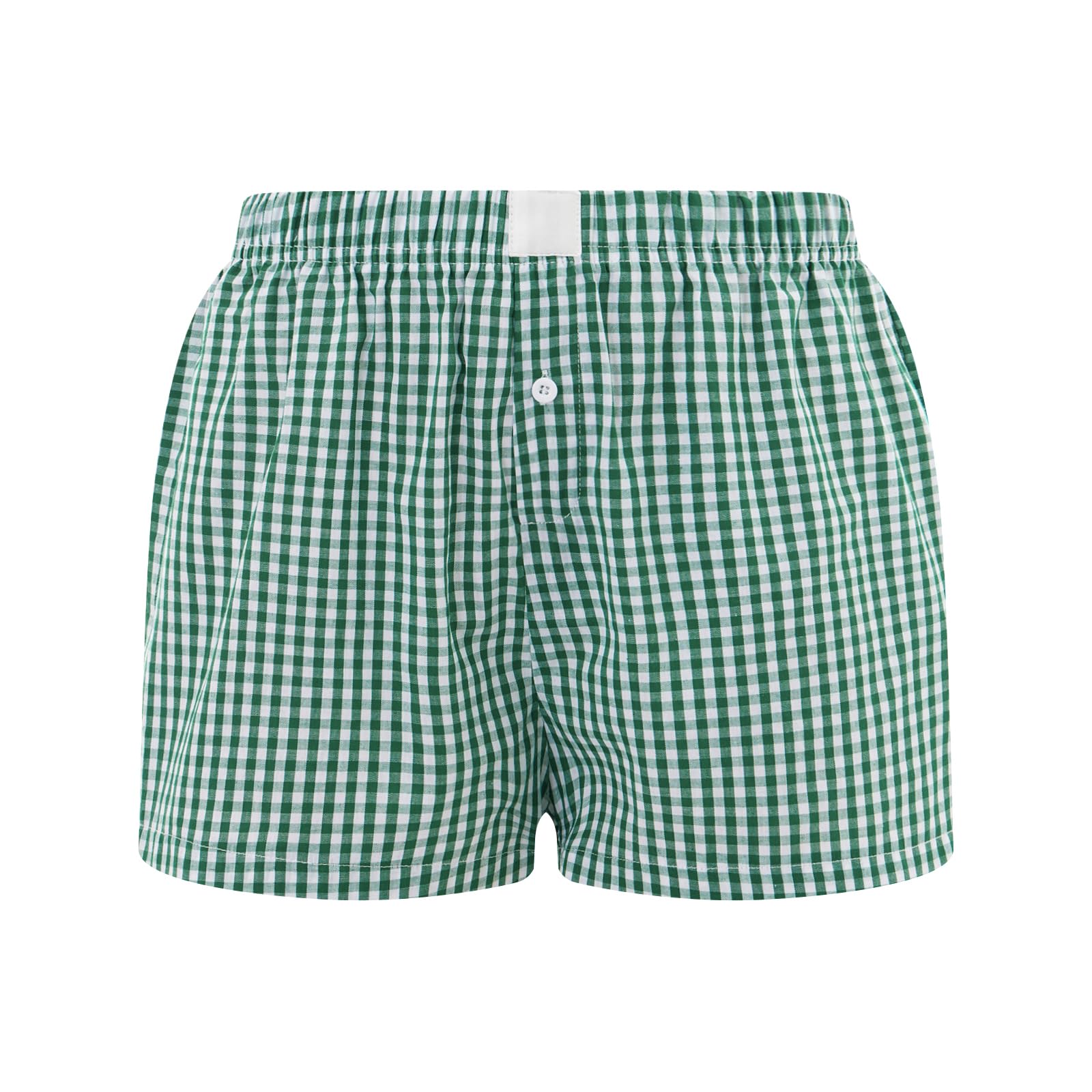 Y2K Women's Low Waist Boxer Shorts - Plaid Print Gingham Loose Fit Lounge Pajama Sleep Shorts | Comfortable Sleepwear & Casual Loungewear for Home, Vacation & Summer Nights