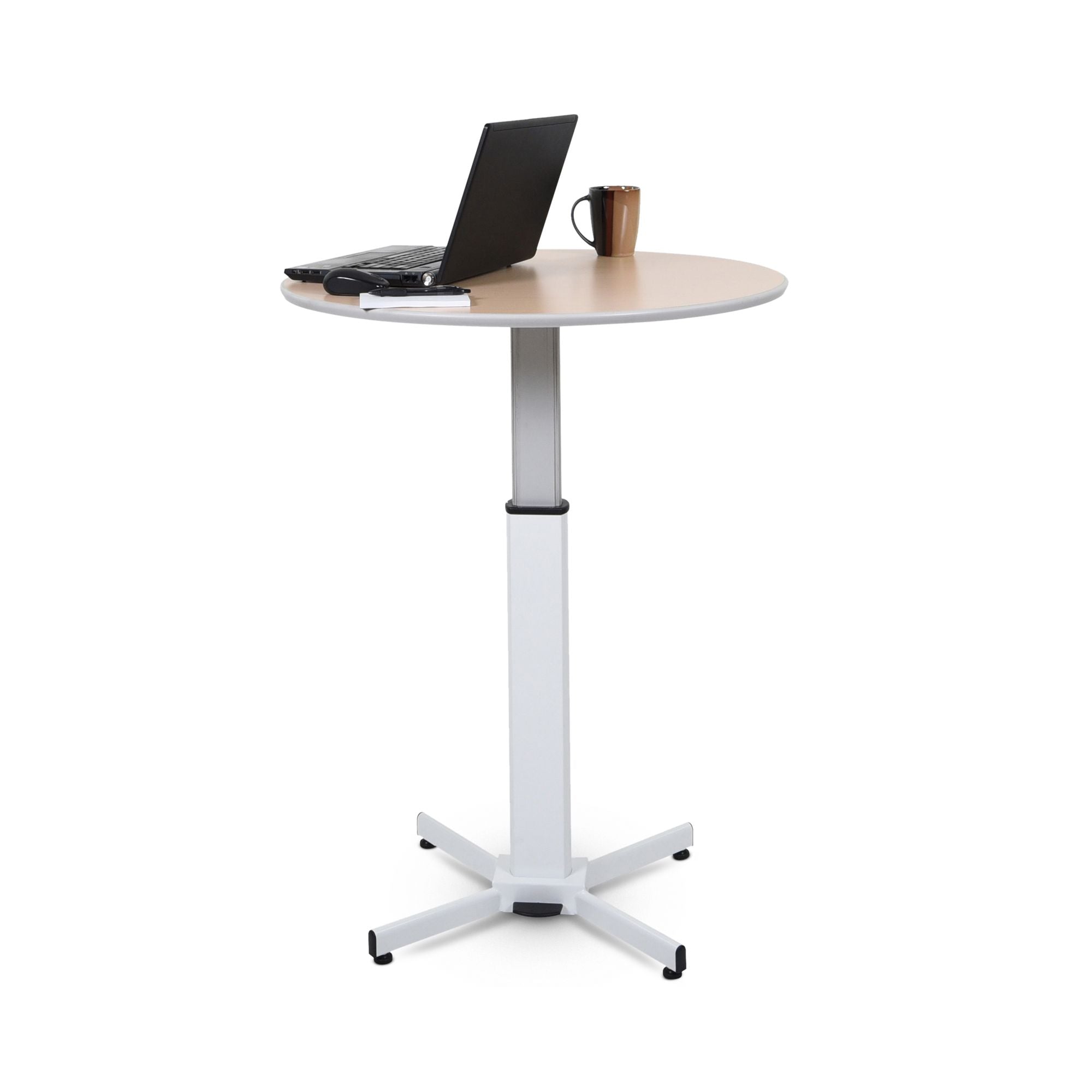 Adjustable Height Round Pedestal Table - Pneumatic Lift Mechanism for Home Office, Dining Room & Kitchen - Ergonomic Standing Desk & Workstation Solution