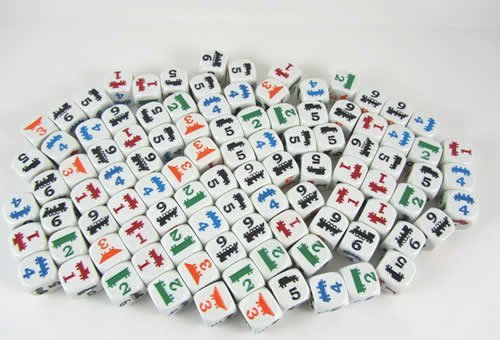 Koplow Games Train Dice Set of 100 - Perfect for Board Games, Math Education & Classroom Activities