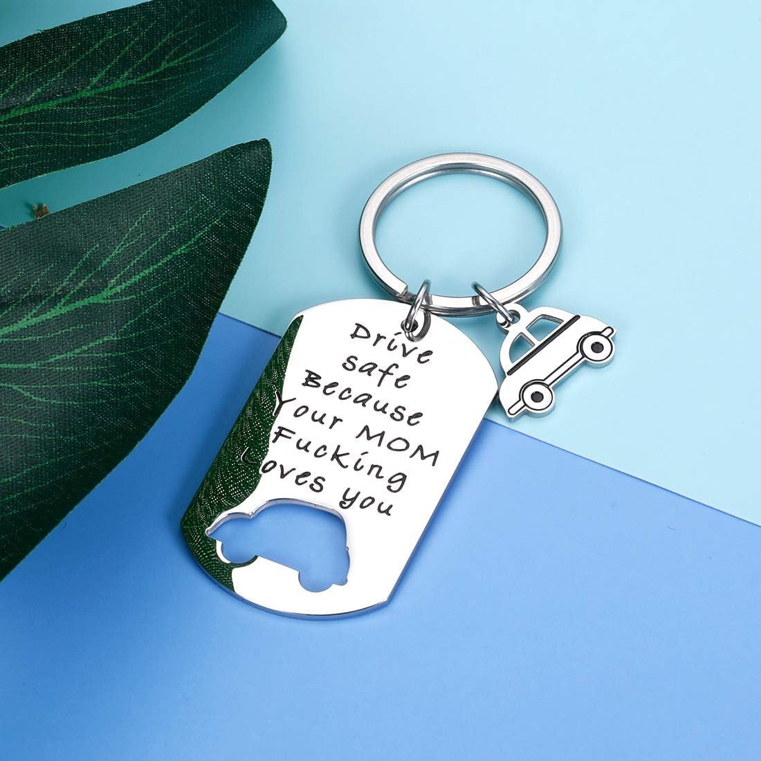 Funny New Driver Keychain - Drive Safe Gift for Teen Boys & Girls - 16th & 18th Birthday Present from Parents - Valentine's Day & College Graduation Gift for Him/Her - Perfect for Car Keys & Backpack Accessories