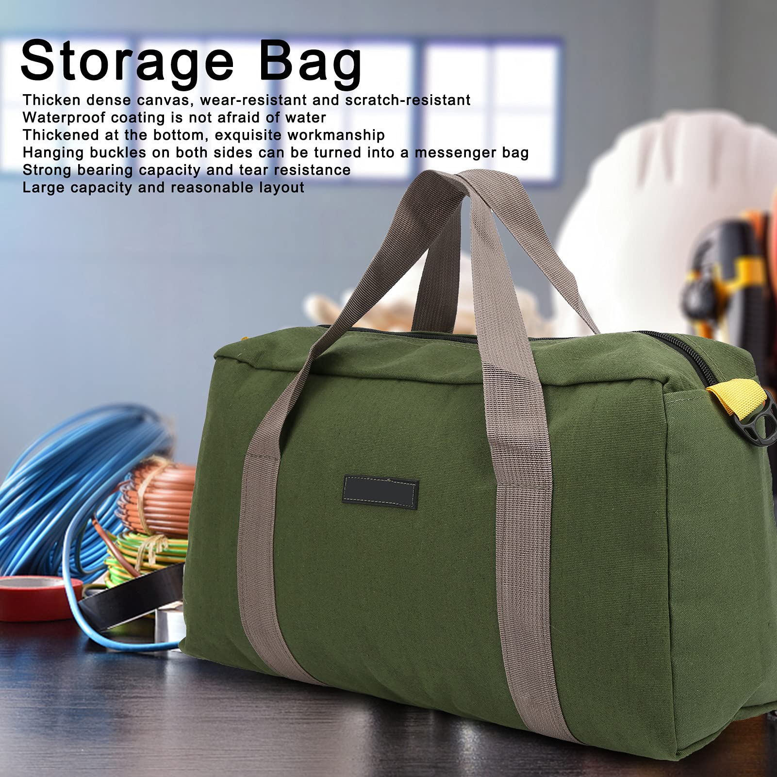ViaGasaFamido 18-Inch Waterproof Electrician Tool Bag - Portable Multifunctional Tool Organizer with Rubber Base & Wide Mouth Design - Perfect for Electricians, Contractors & DIY Home Repairs