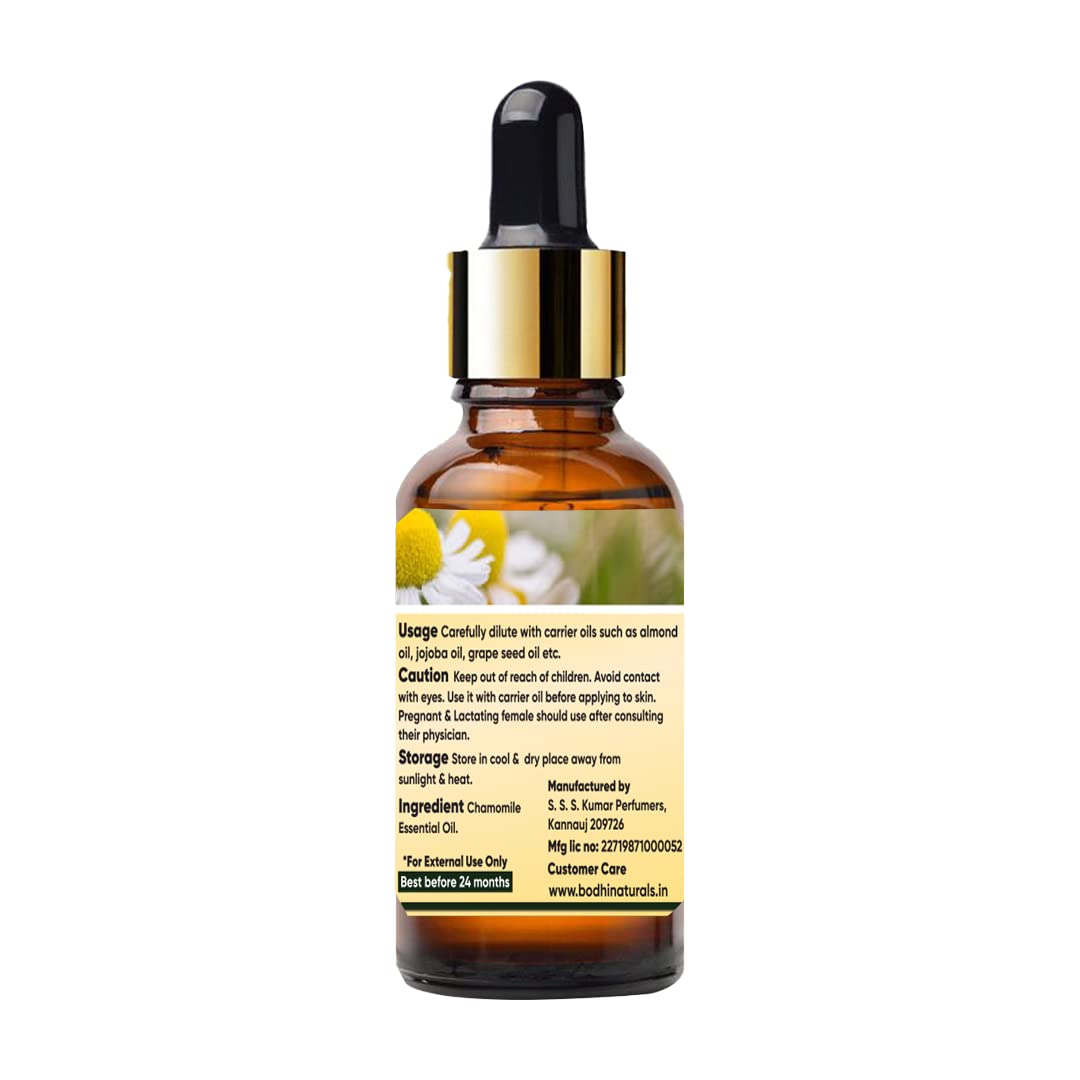 BODHI NATURALS 100% Pure Chamomile Essential Oil - 15ml for Blemish Reduction, Even Skin Tone, Stress Relief & Better Sleep | Aromatherapy, Massage & Diffuser Use