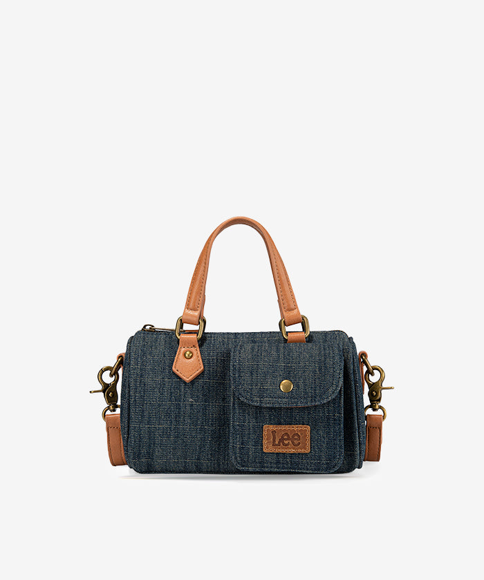 LEE Denim Canvas Barrel Satchel Top Handle Crossbody Bag for Women - Stylish Shoulder Purse for Work, Travel & Everyday Use