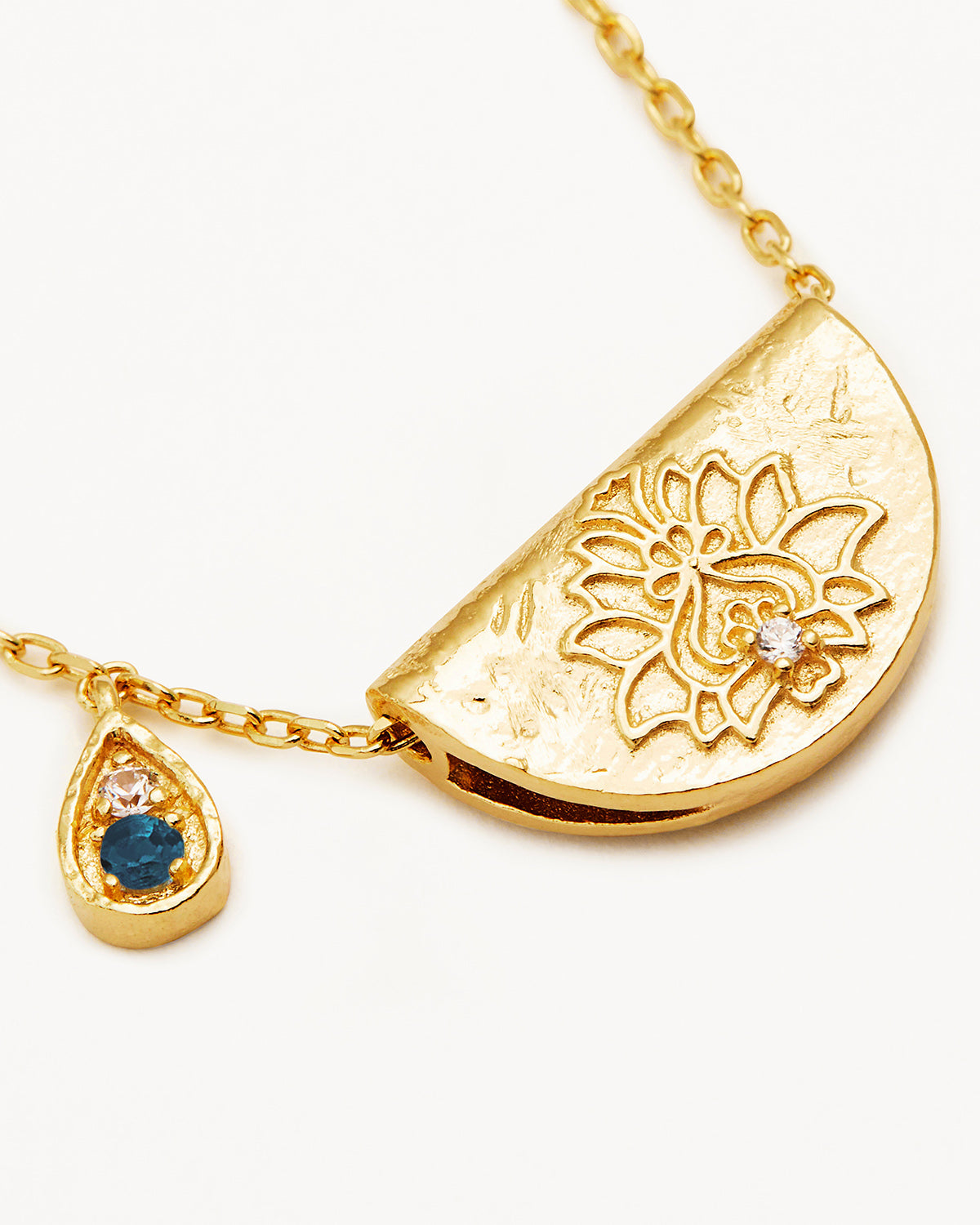 18K Gold Vermeil Lotus Birthstone Necklace - December Blue Topaz Pendant for Women | Elegant Gift for Birthday, Anniversary & Special Occasions