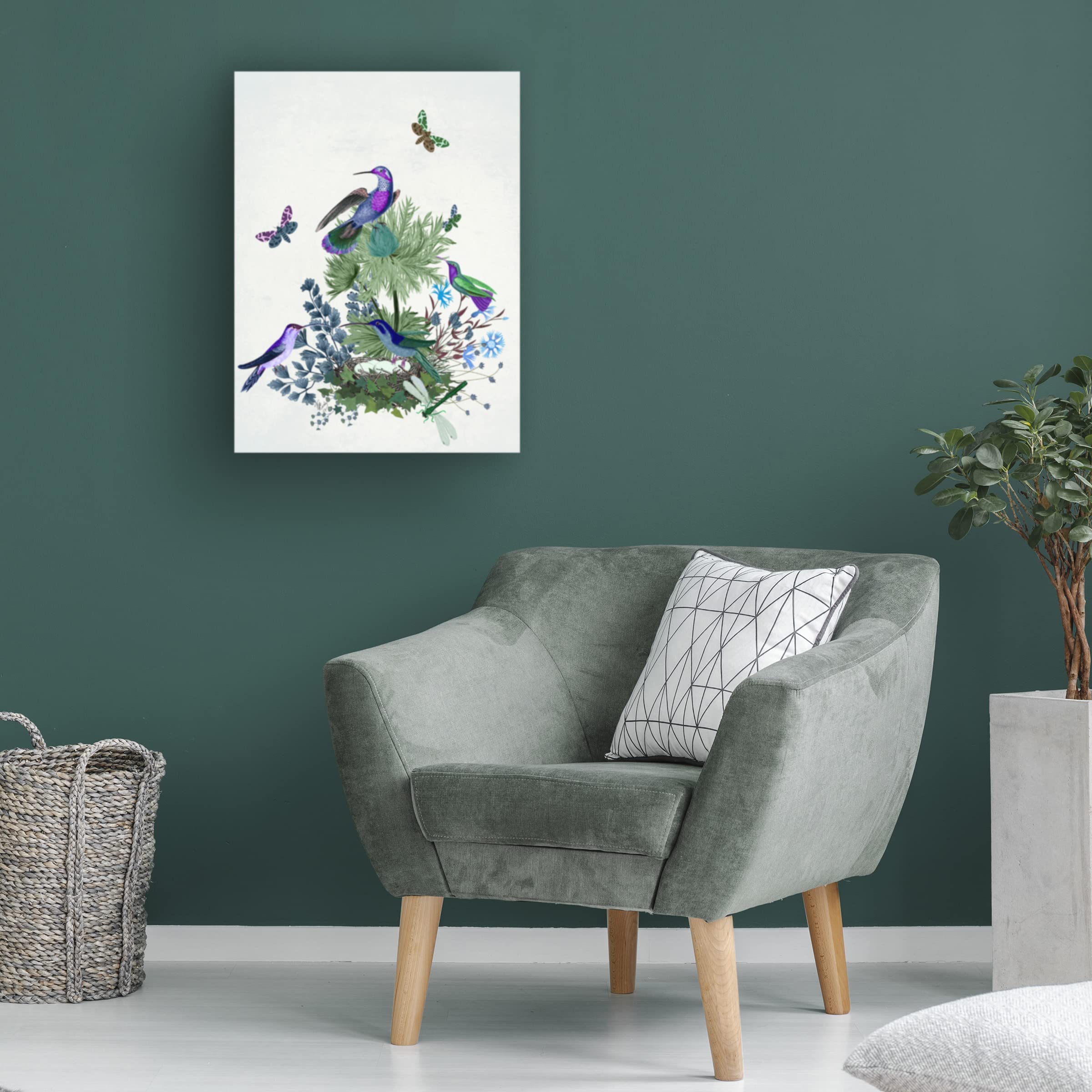 Fab Funky Tropical Birds Nest 1 Canvas Wall Art Print - Vibrant Nature Home Decor for Living Room, Bedroom & Office | Ready to Hang Framed Painting