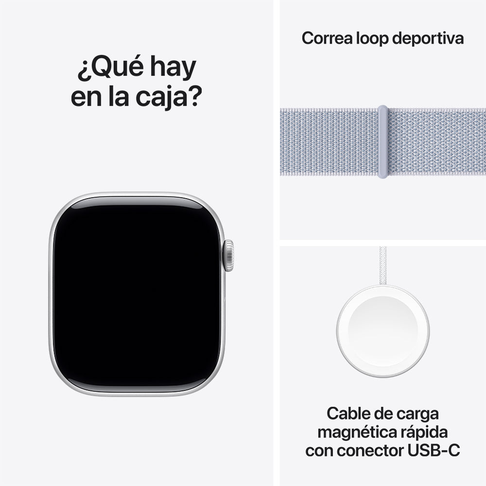 Apple Watch Series 10 GPS 46mm Silver Aluminum Case with Cloud Blue Sport Band - Perfect for Fitness Tracking, Running & Everyday Smartwatch Use