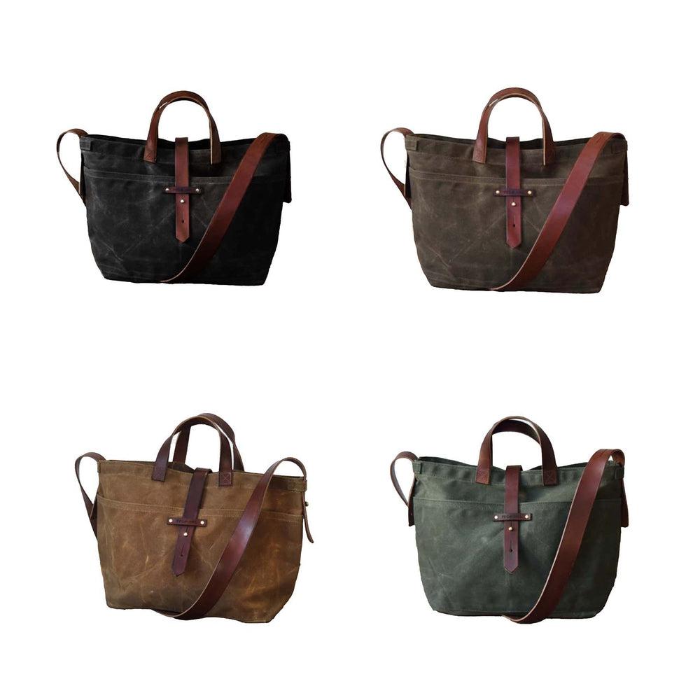 Durable Waxed Canvas Peg and Awl Tote Bag - Waterproof & Stylish Carryall for Work, Travel, and Everyday Use