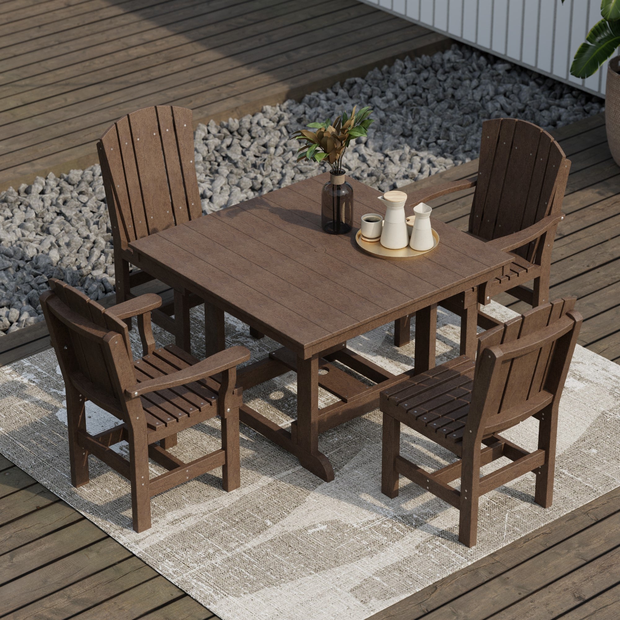 Heritage 5-Piece 44x44 Inch Square Outdoor Dining Set with Cushions - Perfect for Patio, Garden, and Backyard Entertaining