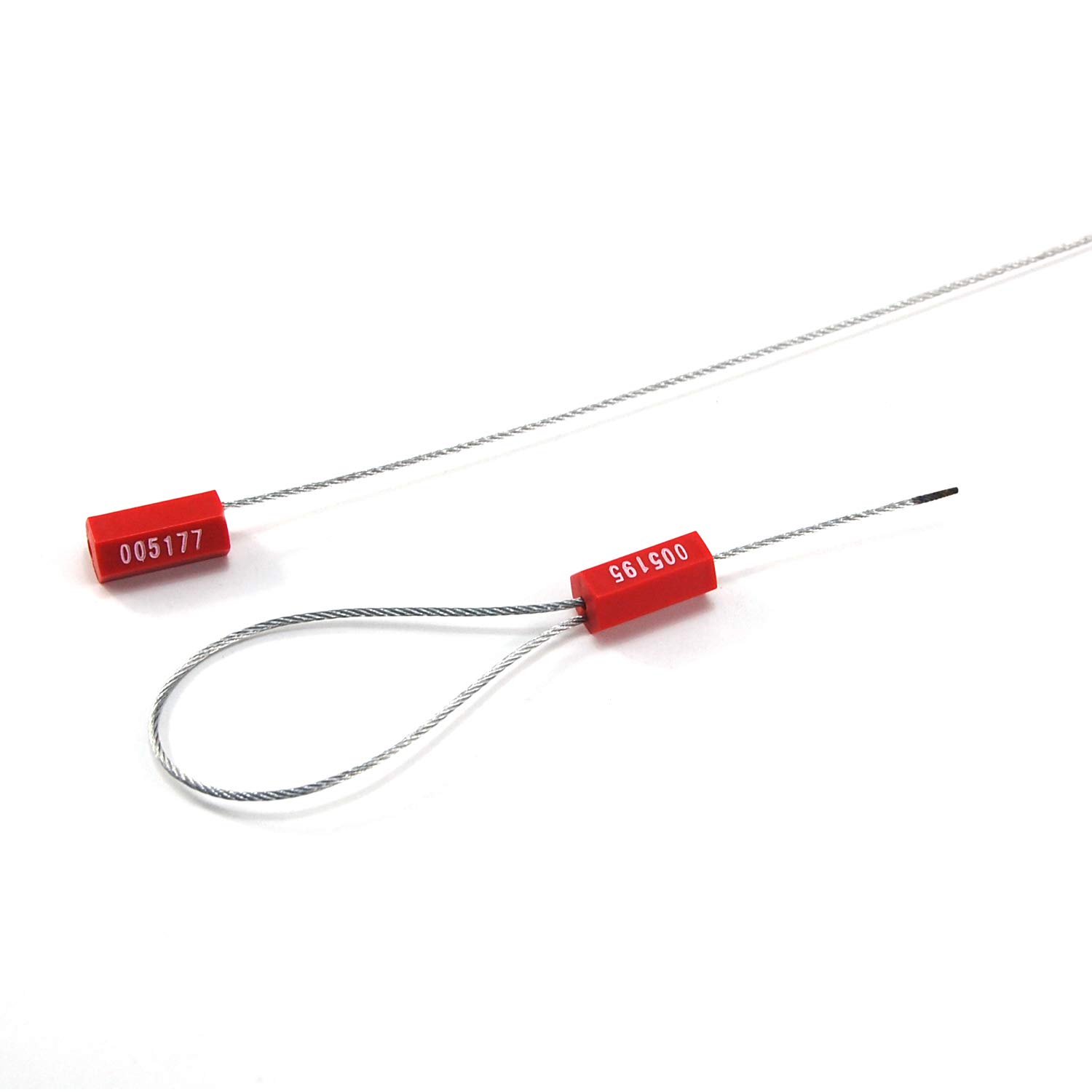 500 Numbered Steel Cable Seals - High Security Wire Tamper Proof Seals with Pull Tight Design for Shipping Containers, Trucks & Logistics (Red) - Ideal for Cargo Security, Warehouse Sealing & Transportation Safety