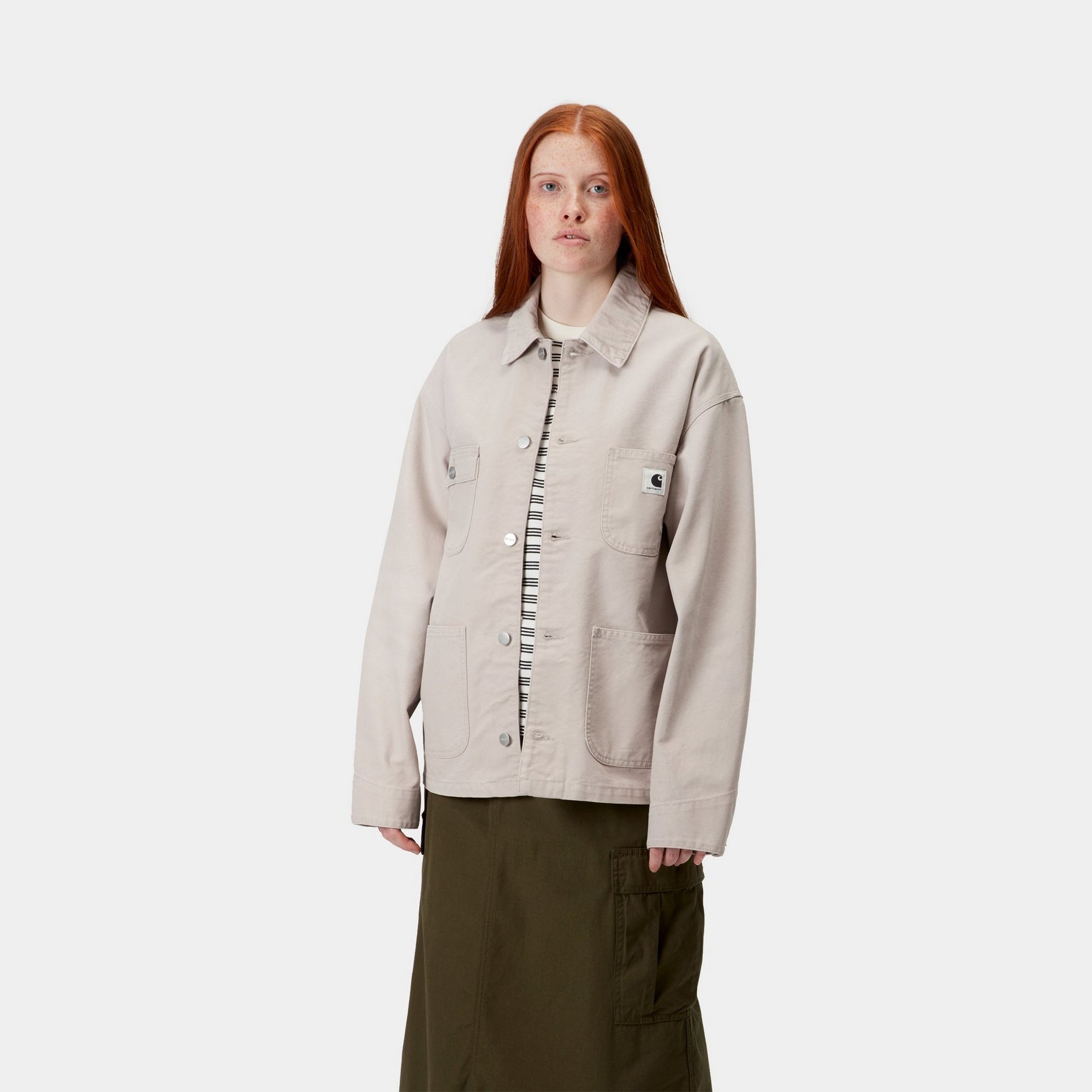 Women's OG Michigan Spring Coat - Stone Canvas Fabric in Dusky Beige | Water-Resistant Lightweight Jacket for Outdoor Activities & Casual Wear